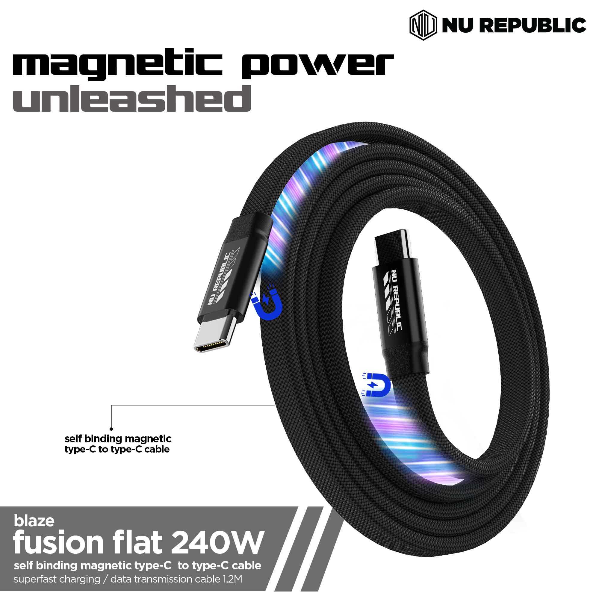 Blaze Fusion Flat 240W Magnetic Cable