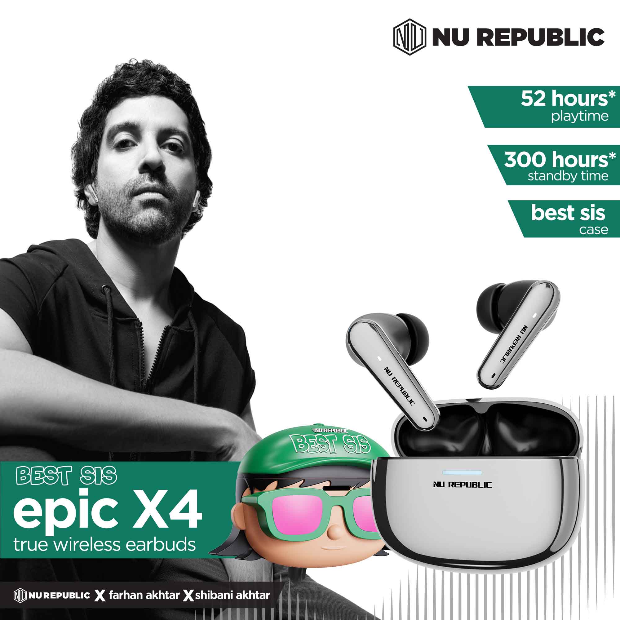 Epic X4 Best Sis Edition true wireless earbuds with exclusive Best Sis case cover and 52 hours playtime