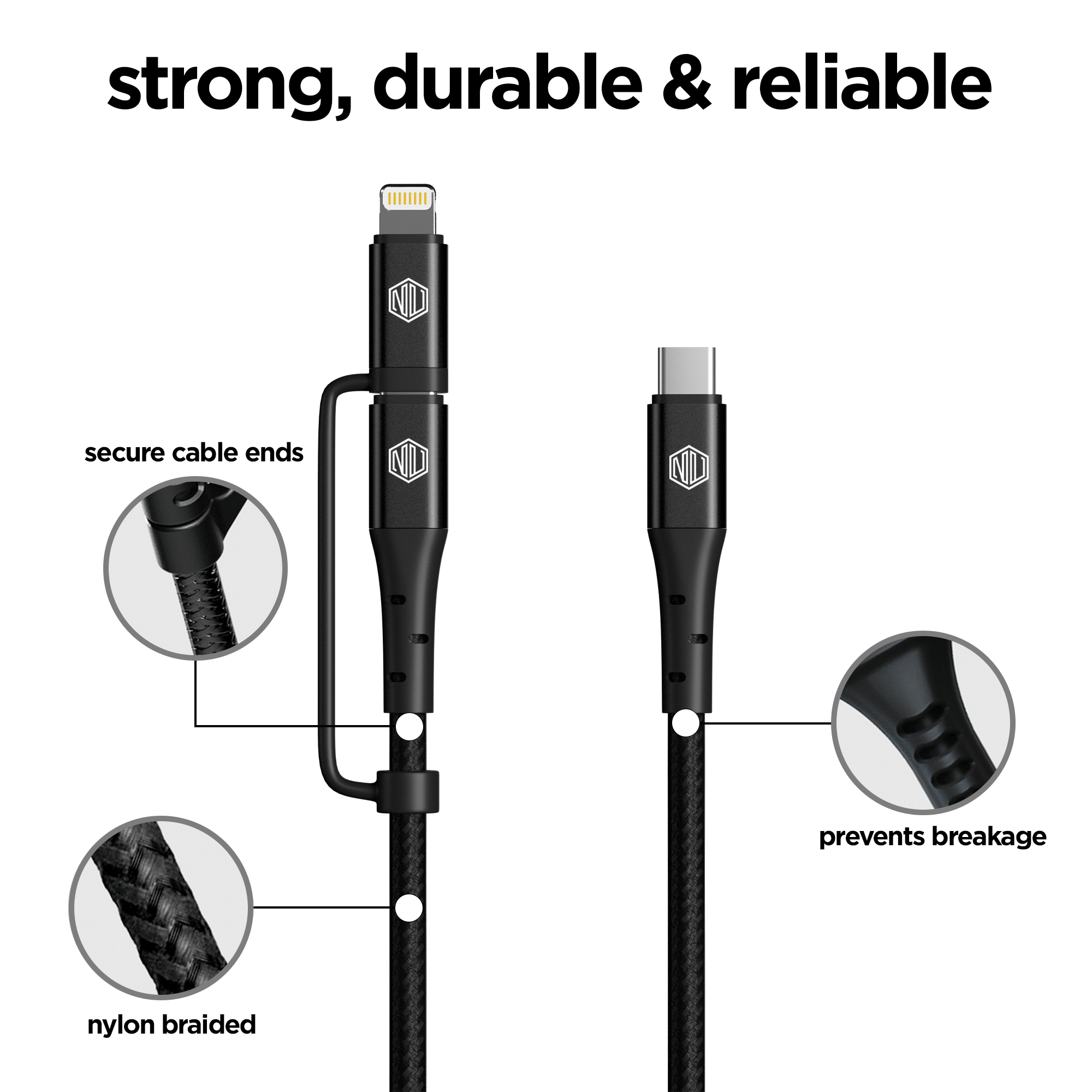 Blaze Duo 80W 2 in 1 Braided Cable (Type-C to Type-C to Type-L)