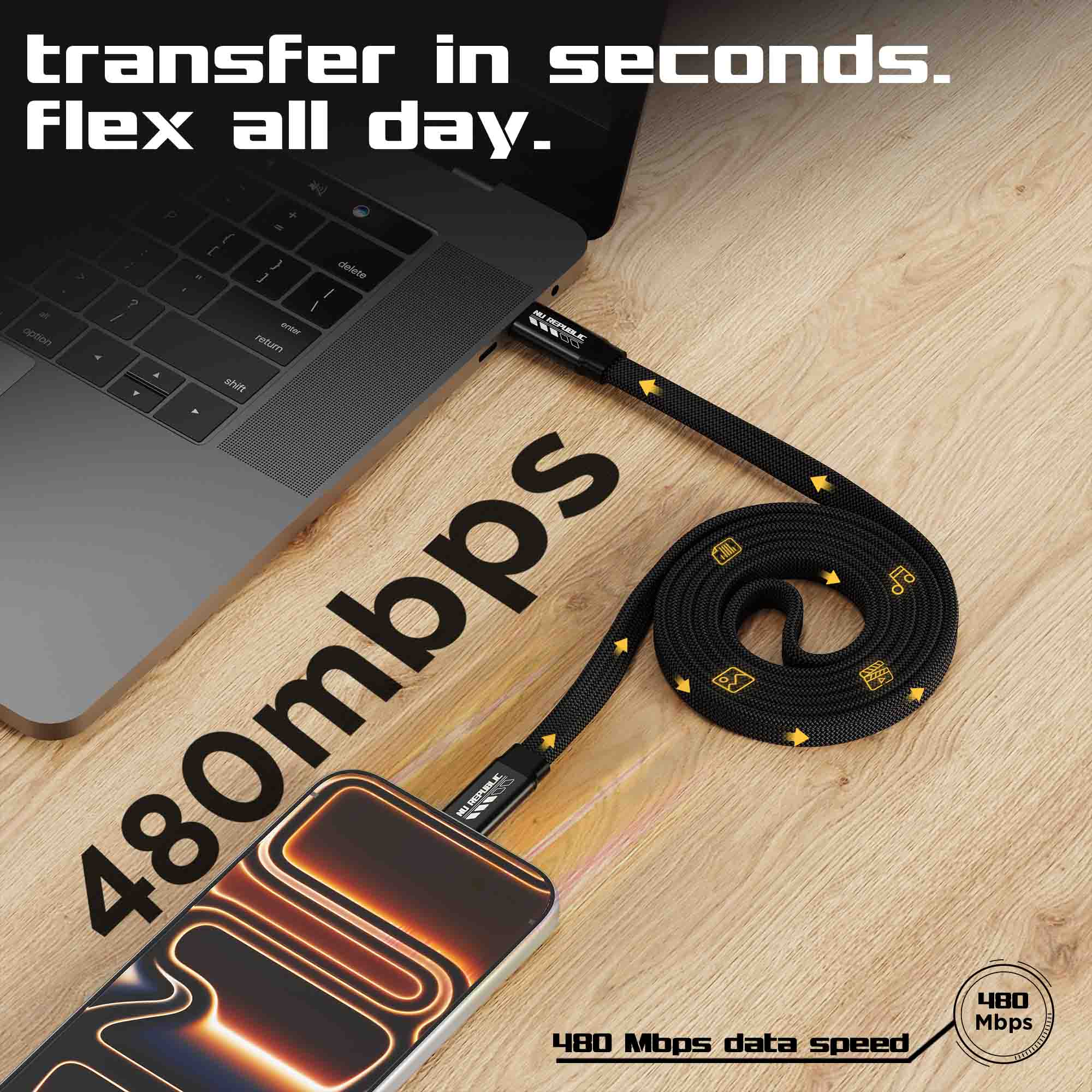 Blaze Fusion Flat 240W Magnetic Cable