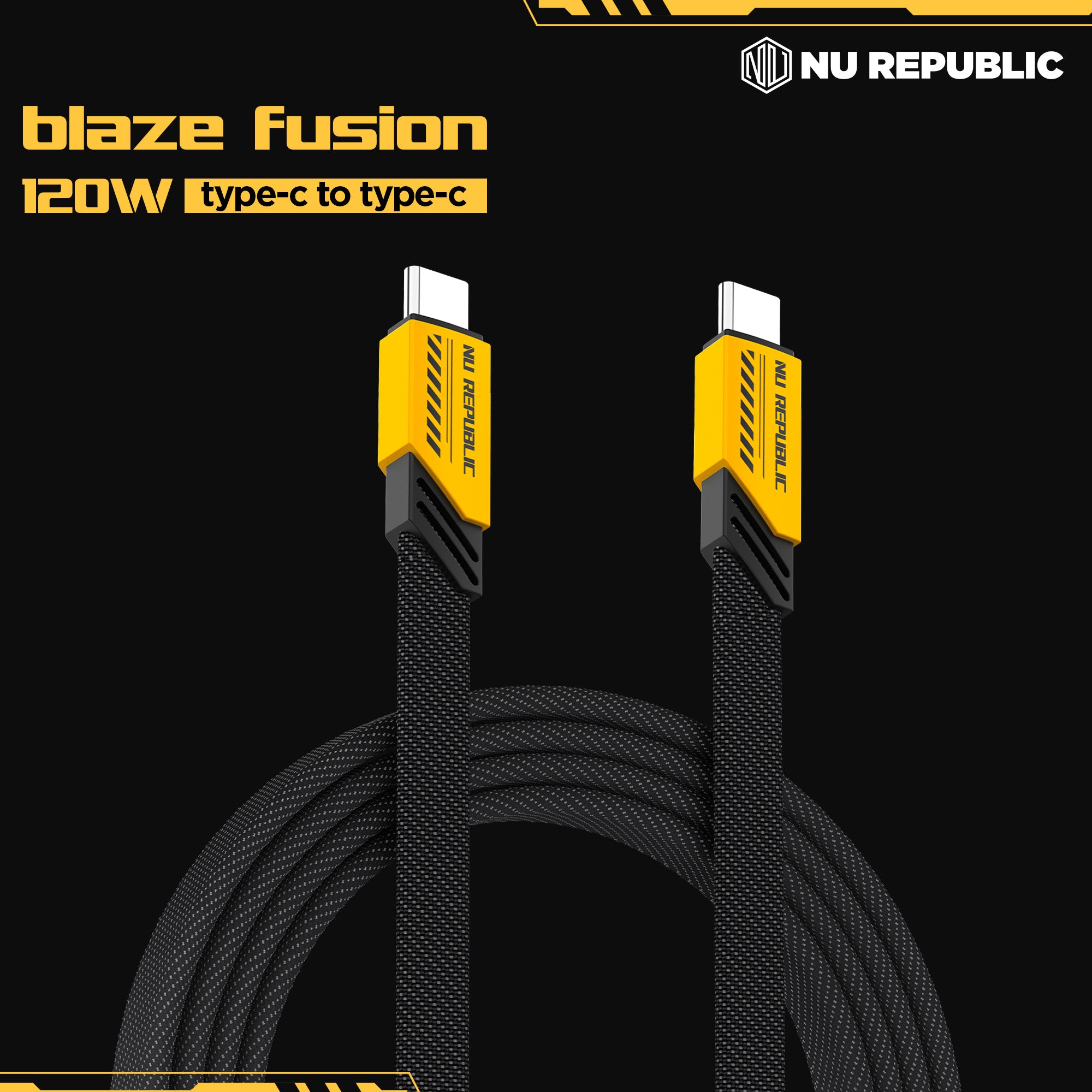 Blaze Fusion 120W Fast Charging Carbon fiber design cable (C-C Type)