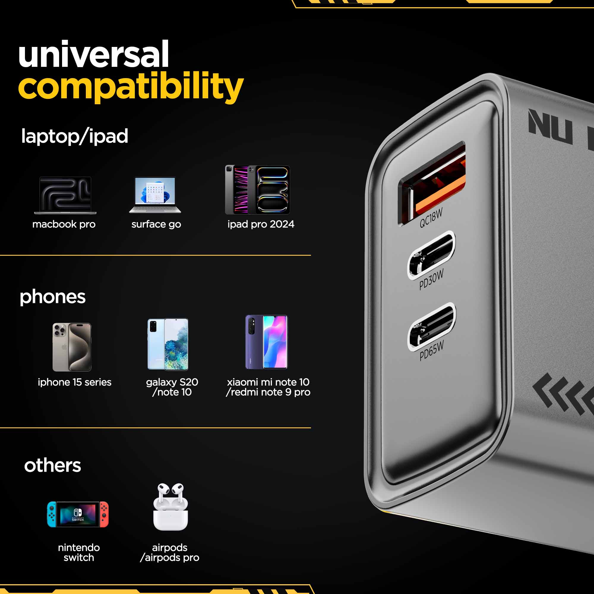 Cybotron 65W GaN Superfast Wall Charger (Grey)