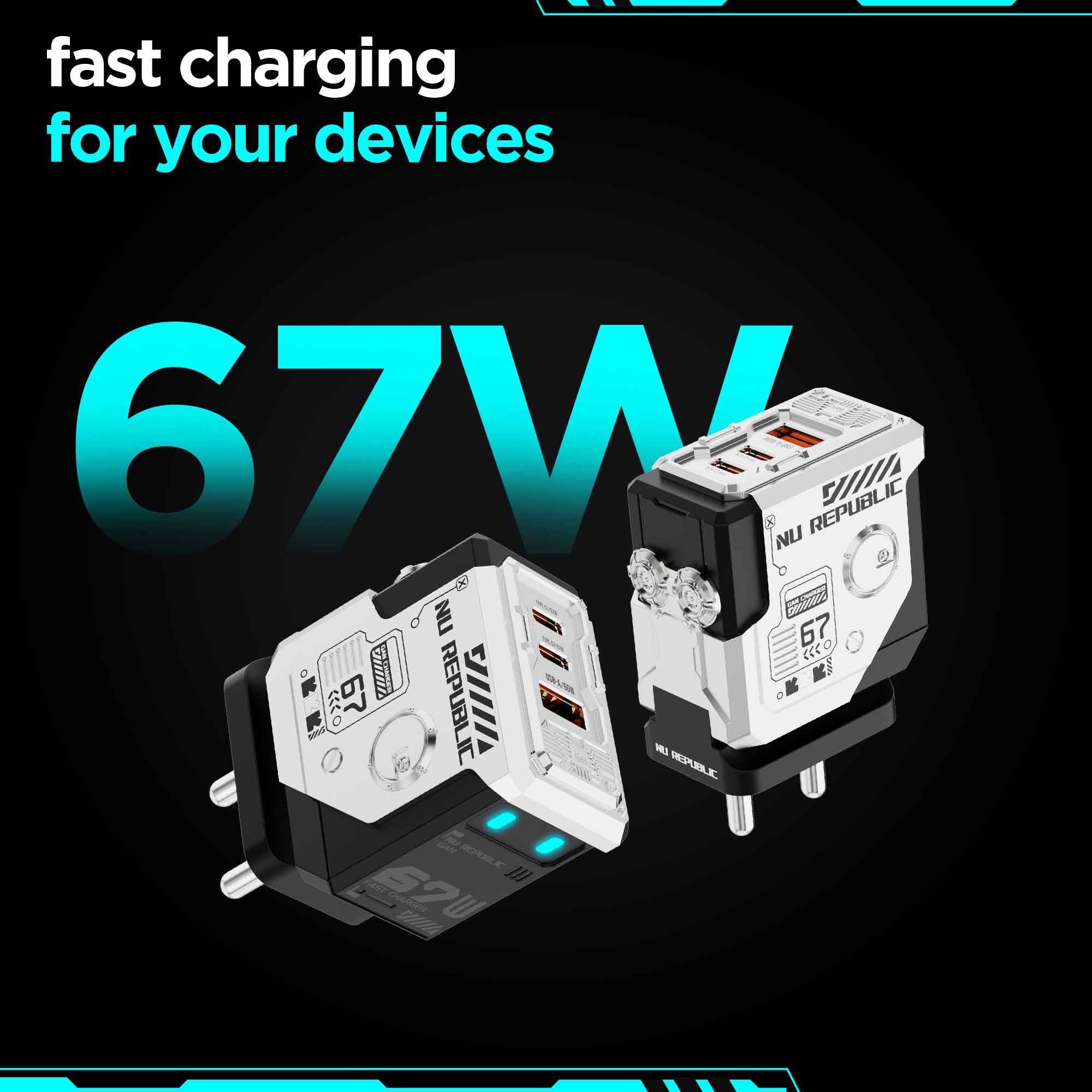 Cybotron 67W GaN Superfast Wall Charger Silver