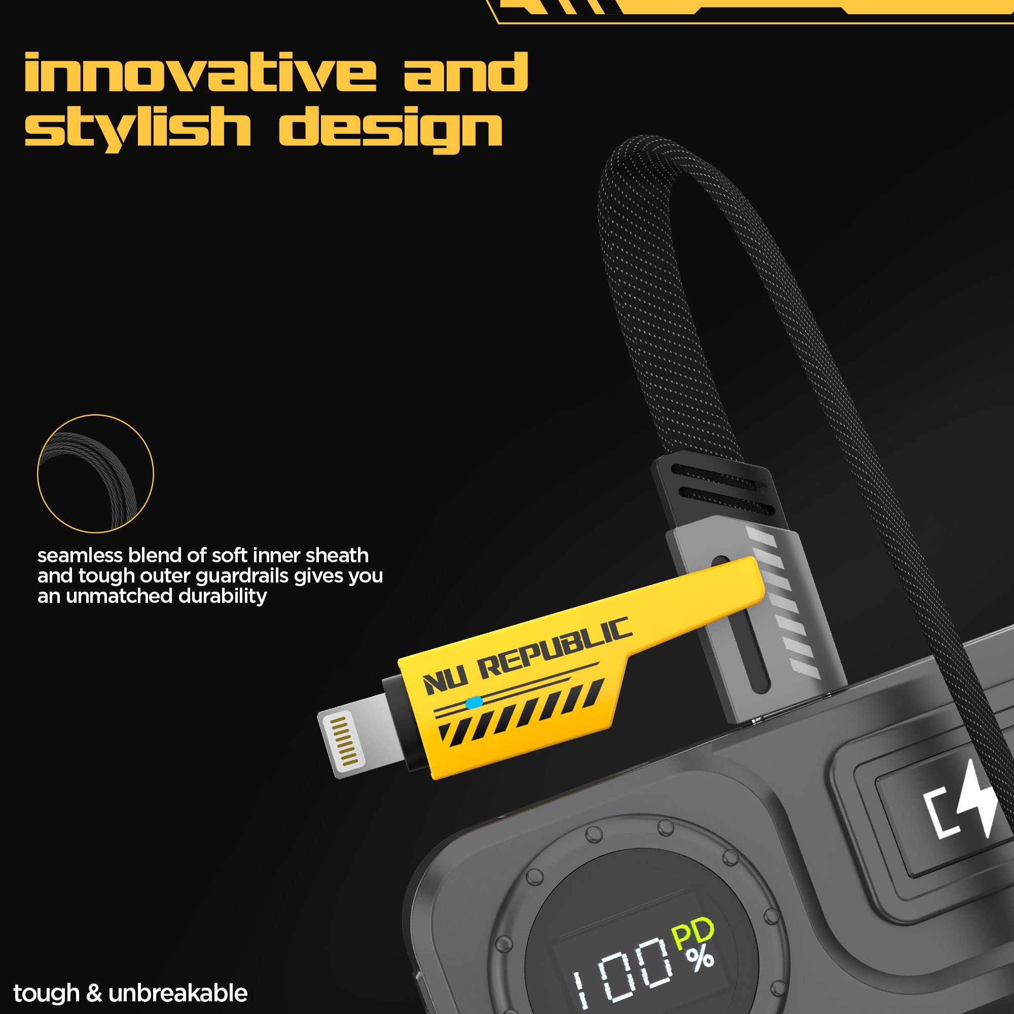 Blaze Fusion-Q 100W 4 in 1 Carbon fiber design cable