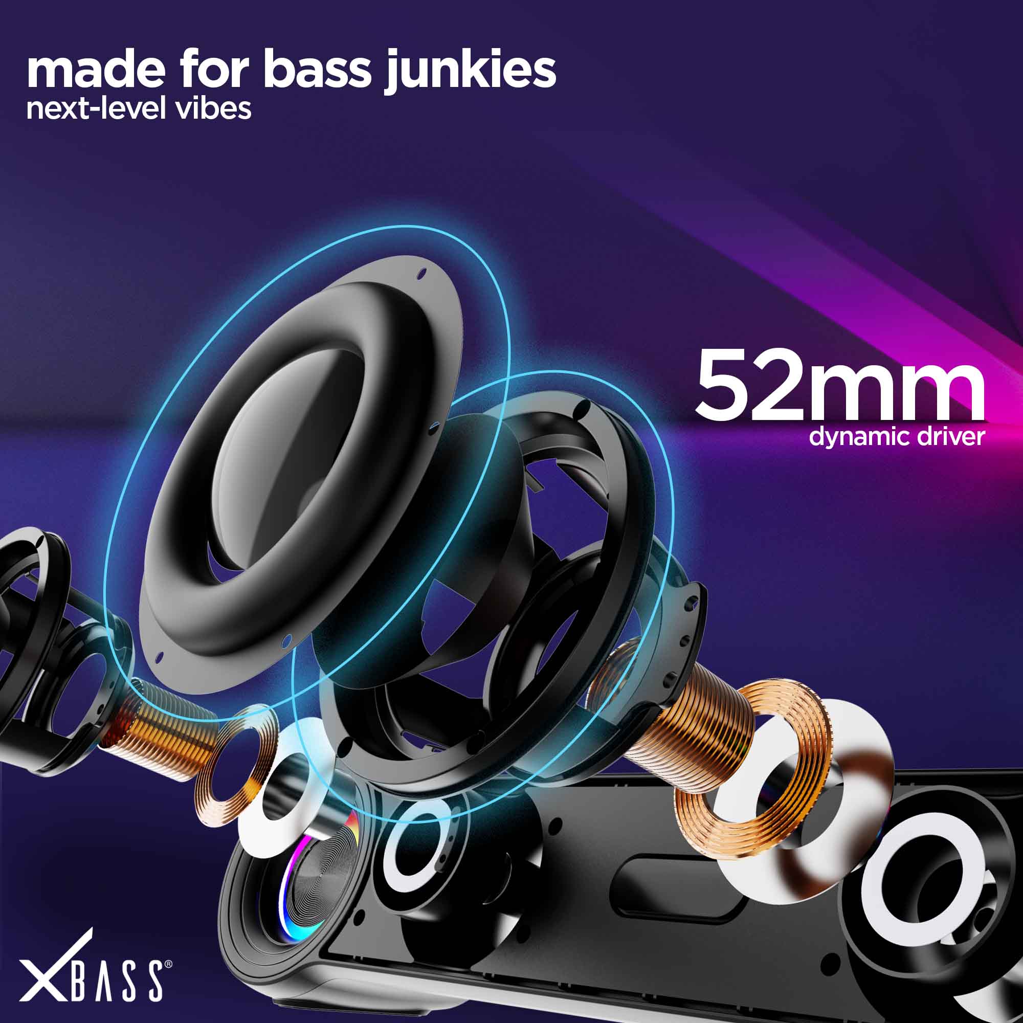 Partybox 180 speaker featuring powerful 52mm dynamic drivers for immersive sound experience
