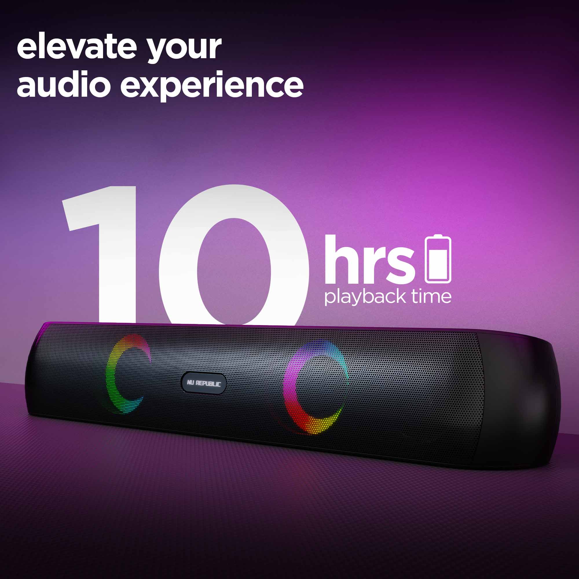 Enjoy up to 10 hours of continuous playback and keep the music going all day long.