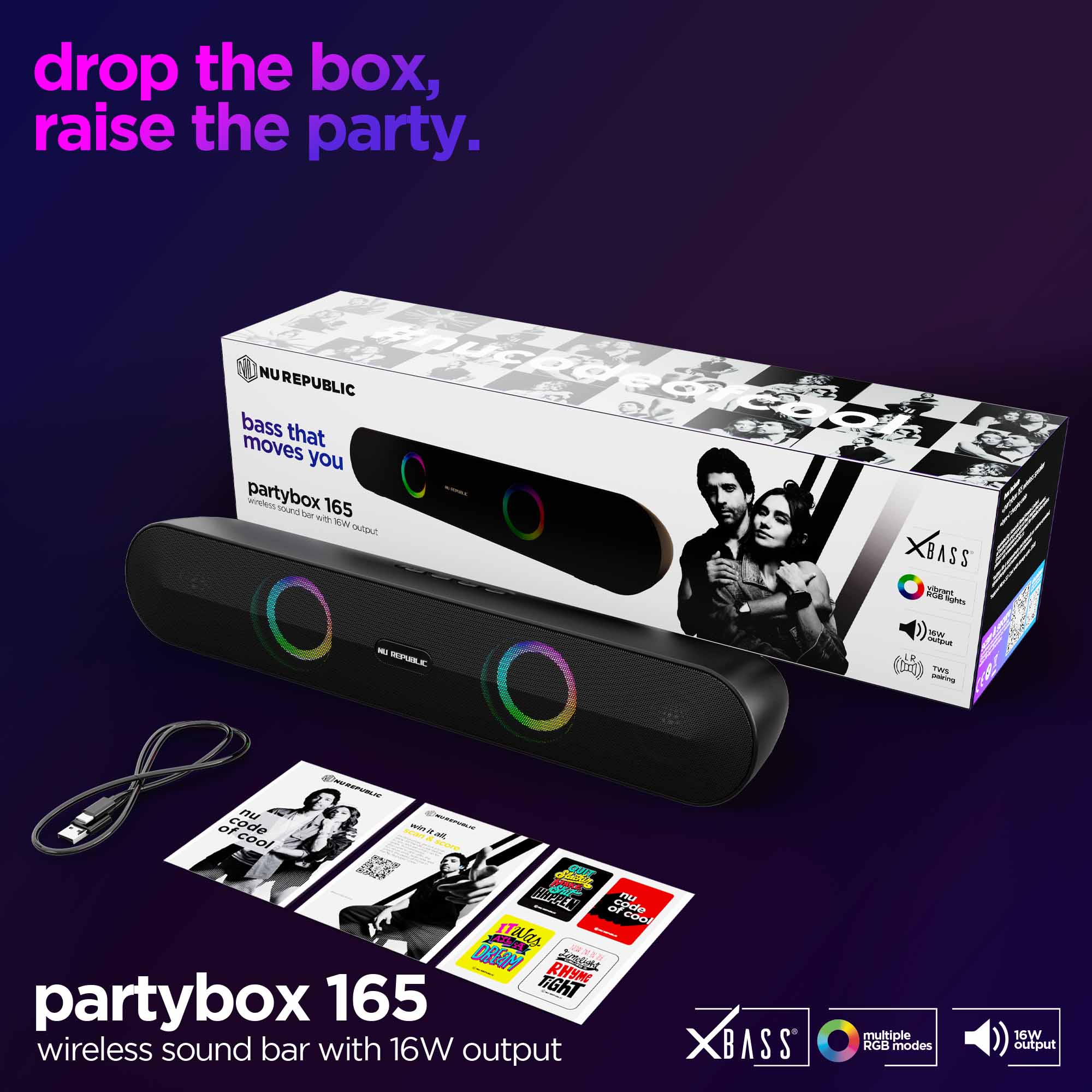 Multiple RGB lighting modes on Partybox 165 let you customize the ambiance for every occasion.
