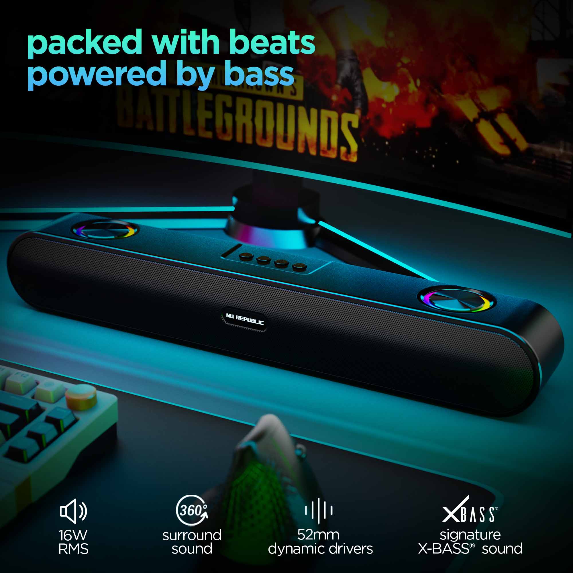 Enjoy music through Bluetooth, USB, TF card, and AUX connections.
