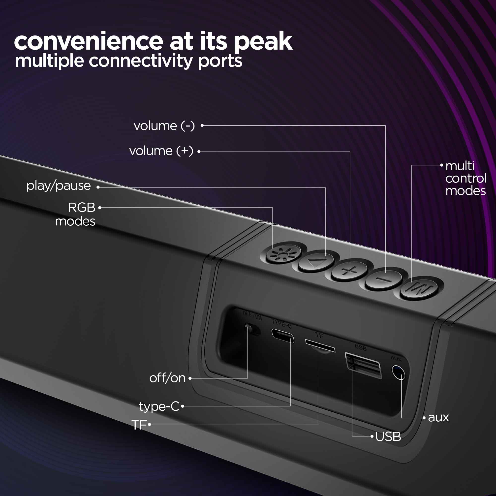 Multiple connectivity options ensure seamless audio playback from all your devices.