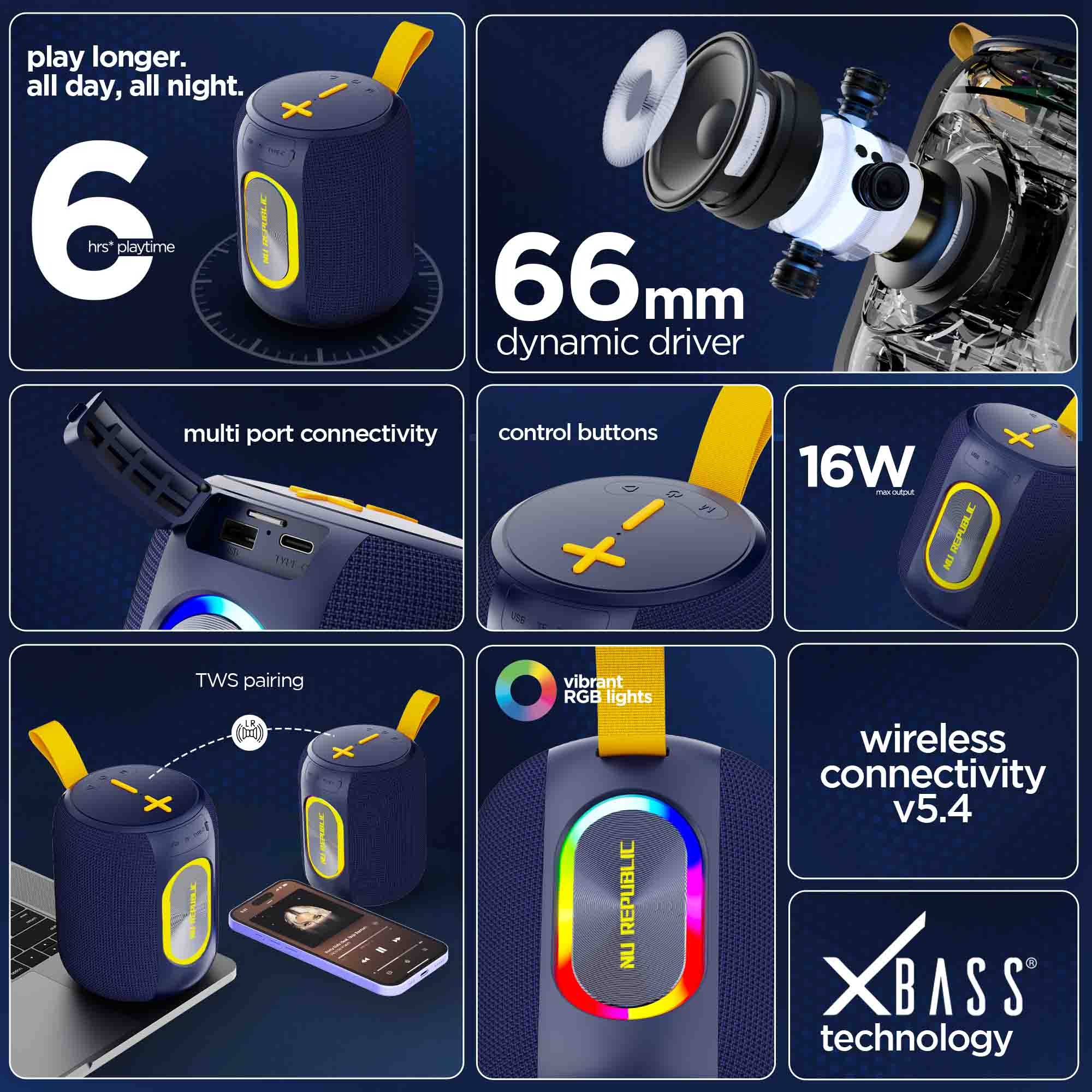 Portable speaker with reliable battery performance for everyday adventures.