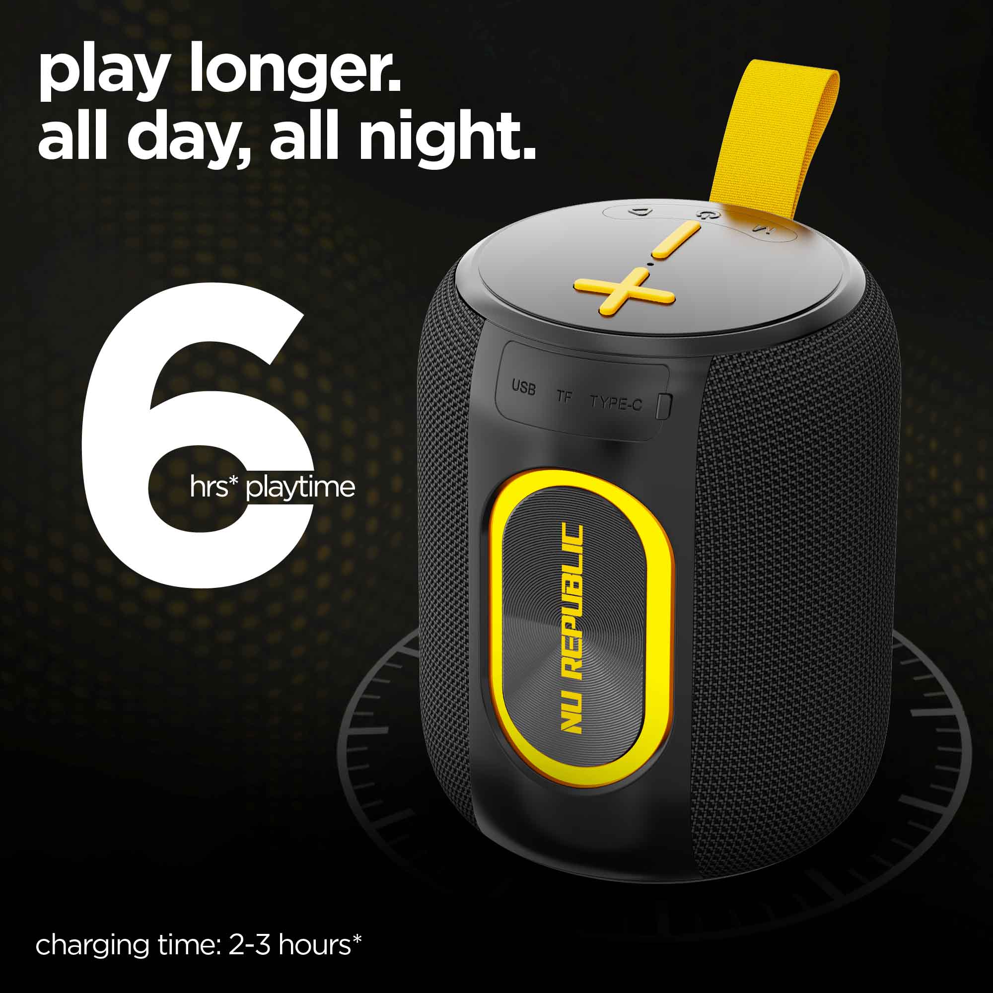 Enjoy up to 12 hours of continuous music playback on a single charge with SonicPop 2000
