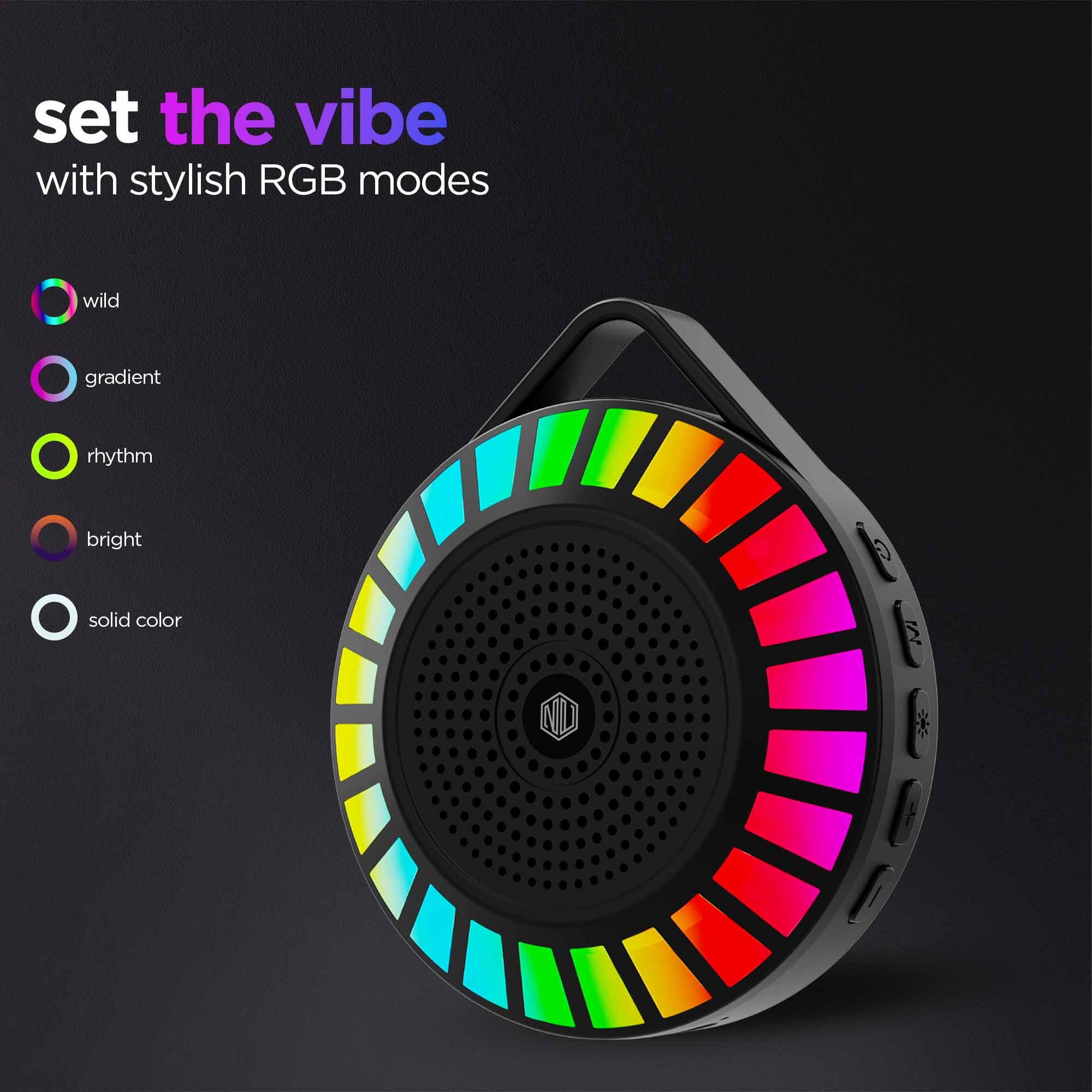 Vibrant RGB lighting effects bring your music to life.