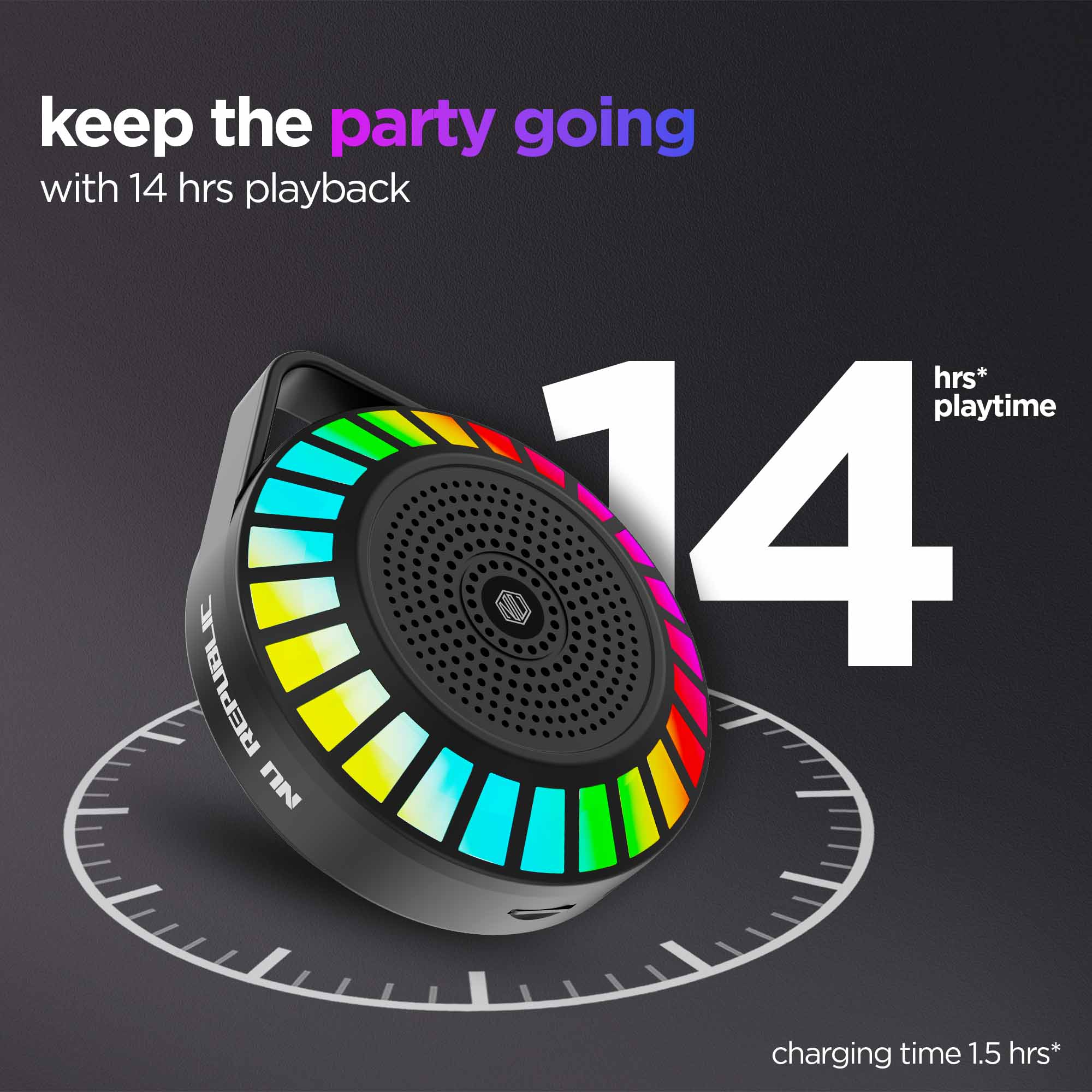 Enjoy hours of uninterrupted music playback with SonicPop 50.