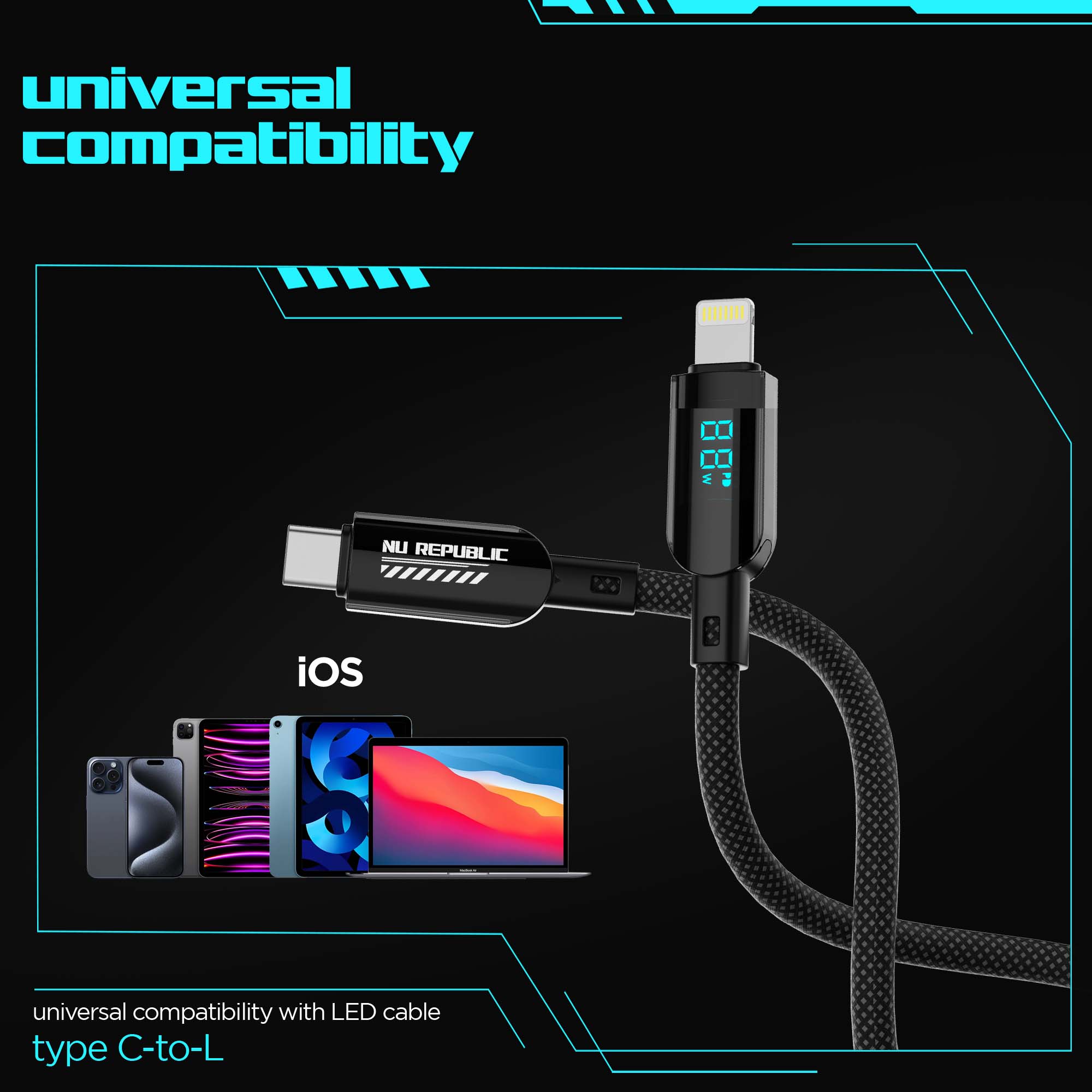 Blaze Fusion Spot LED Display Cable (Type-C to Type-L)