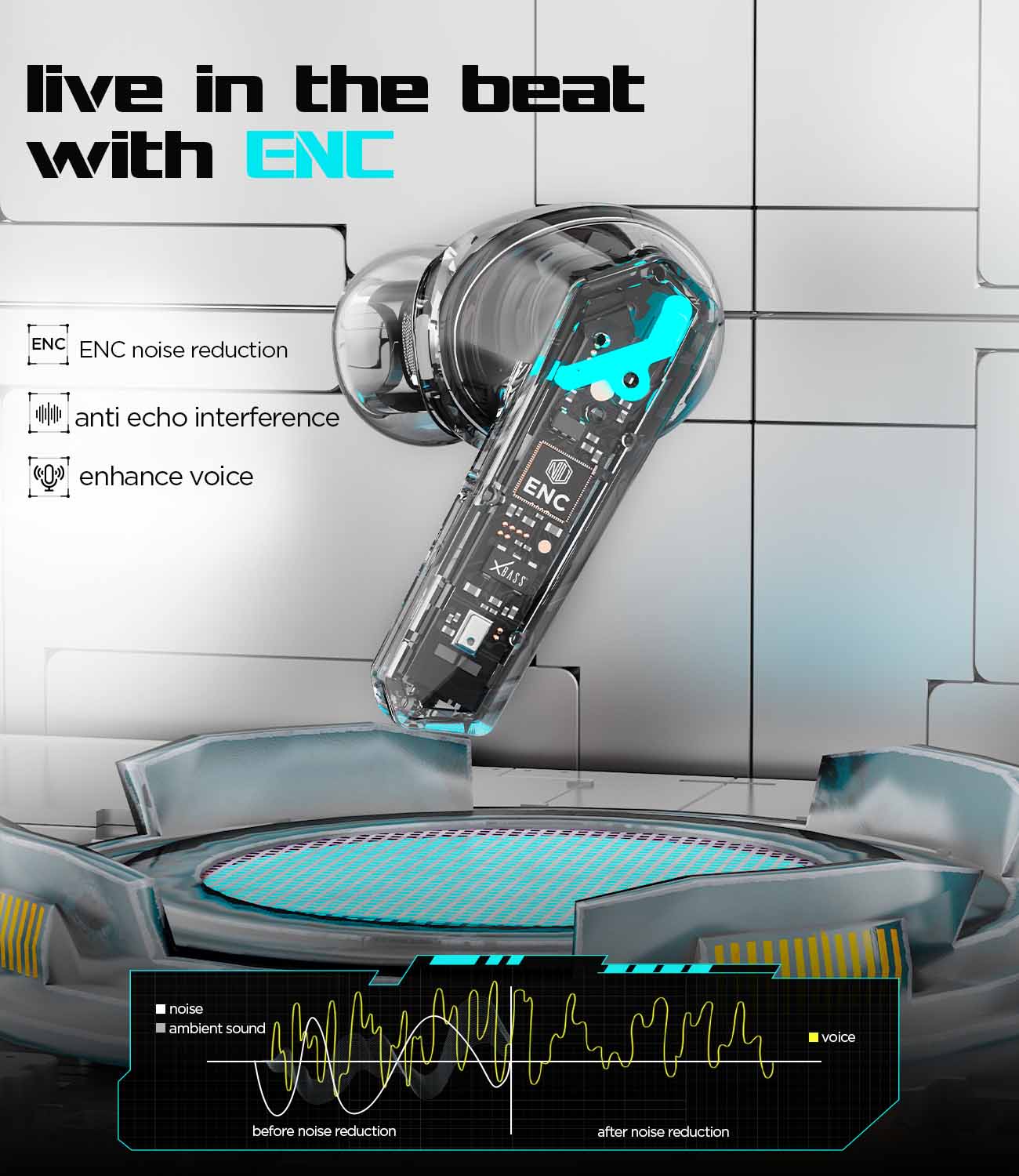 Cyberstud X8 earbuds with advanced environmental noise cancellation