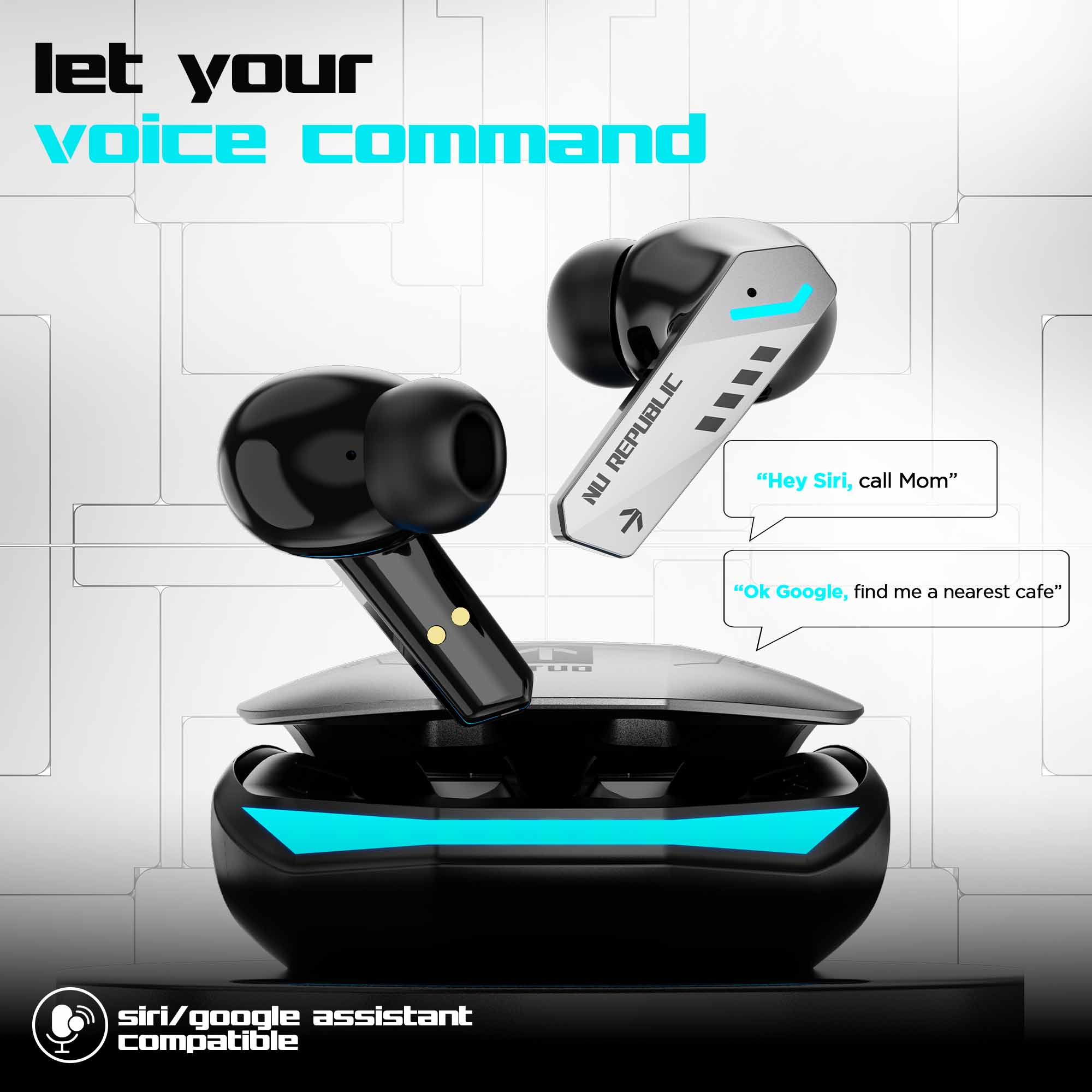 Cyberstud X8 earbuds with instant access to voice assistant controls