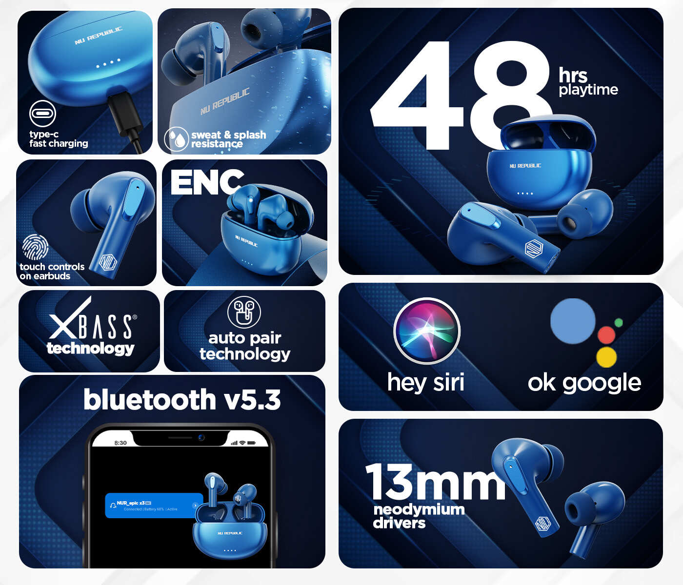 Epic X3 earbuds delivering reliable battery performance for music, gaming, and calls