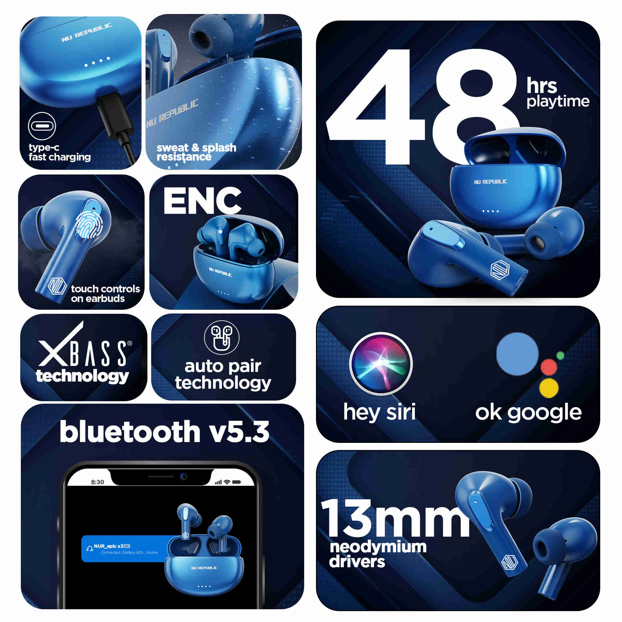 Farhan Akhtar with Epic X3 true wireless earbuds featuring 48 hours playtime, X-Bass technology, ENC dual mic, and immersive sound