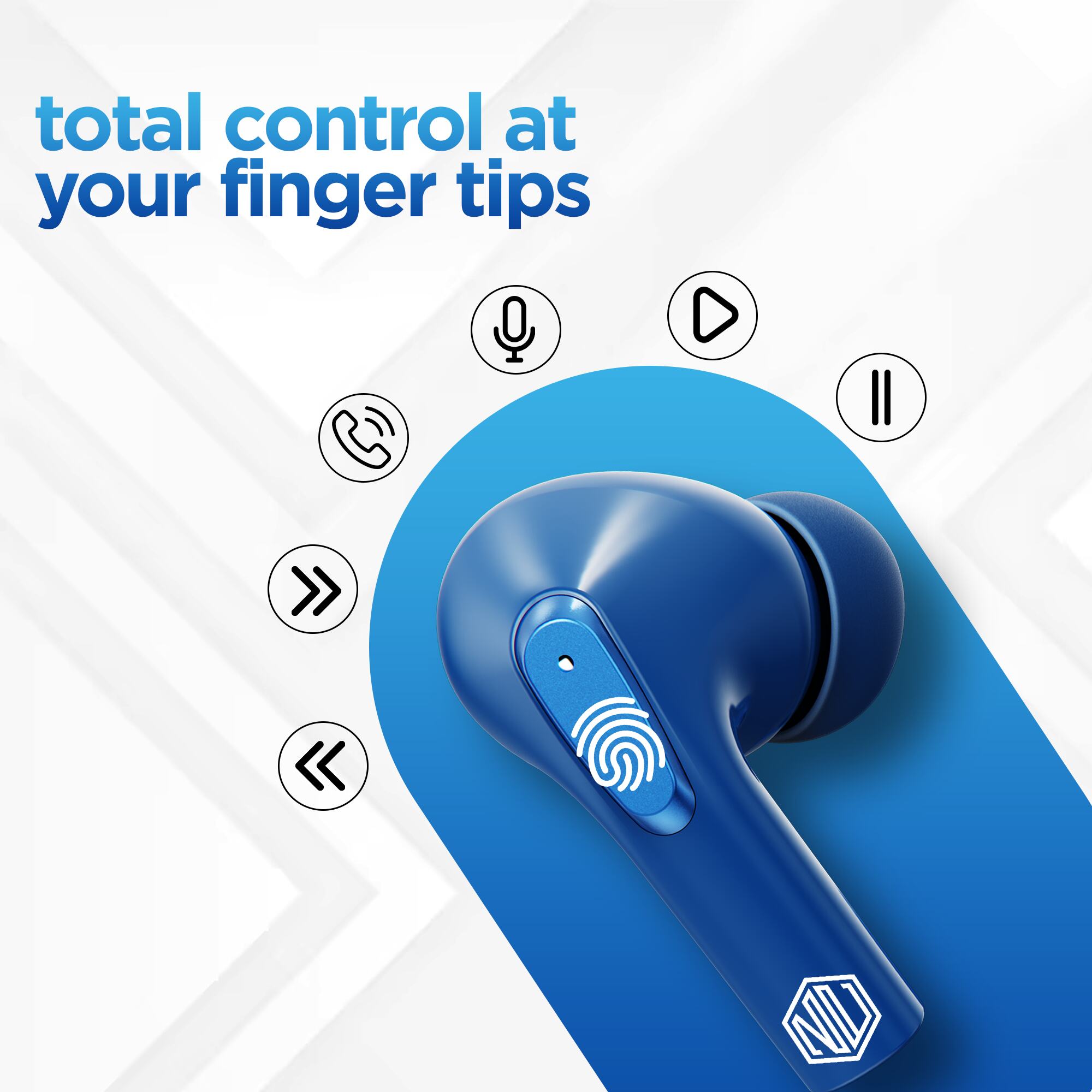 Epic X3 earbuds with smart touch controls for music playback, calls, and voice assistant access