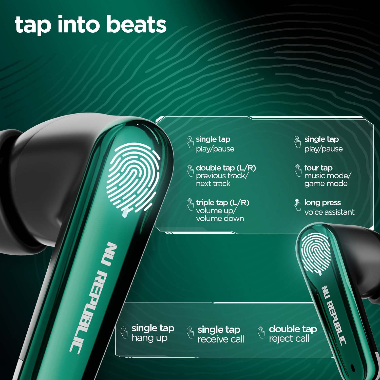Epic X4 earbuds with intuitive touch controls