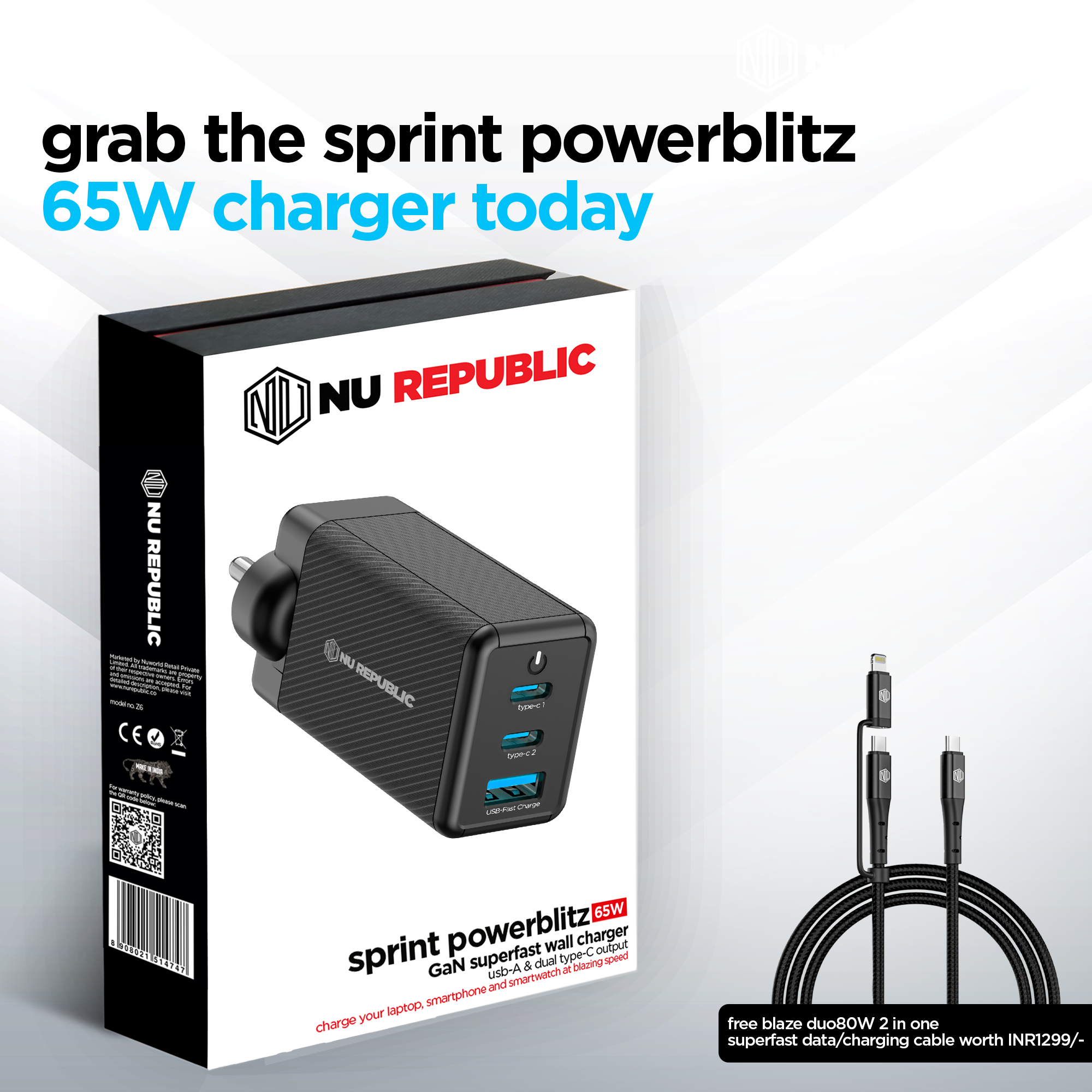 Sprint Powerblitz 65W GaN Superfast Wall Charger