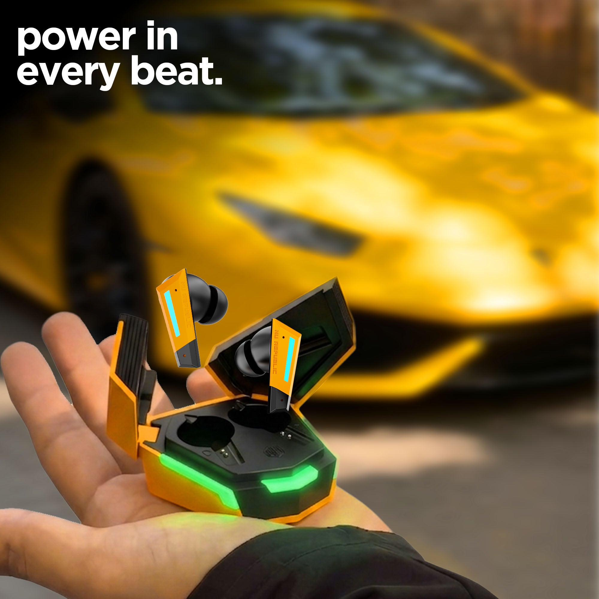 Transform X premium wireless gaming earbuds with futuristic RGB design and powerful bass audio