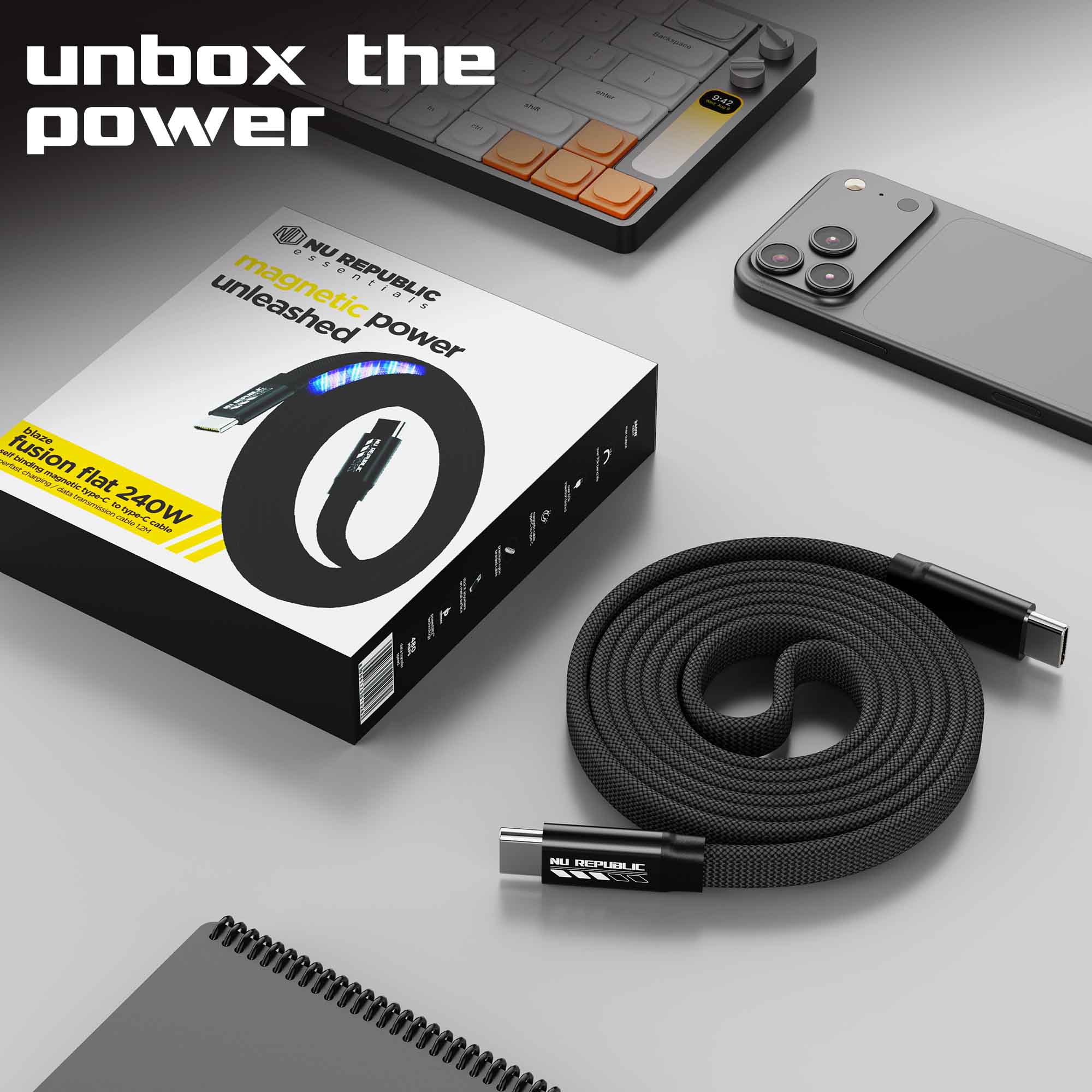 Blaze Fusion Flat 240W Magnetic Cable