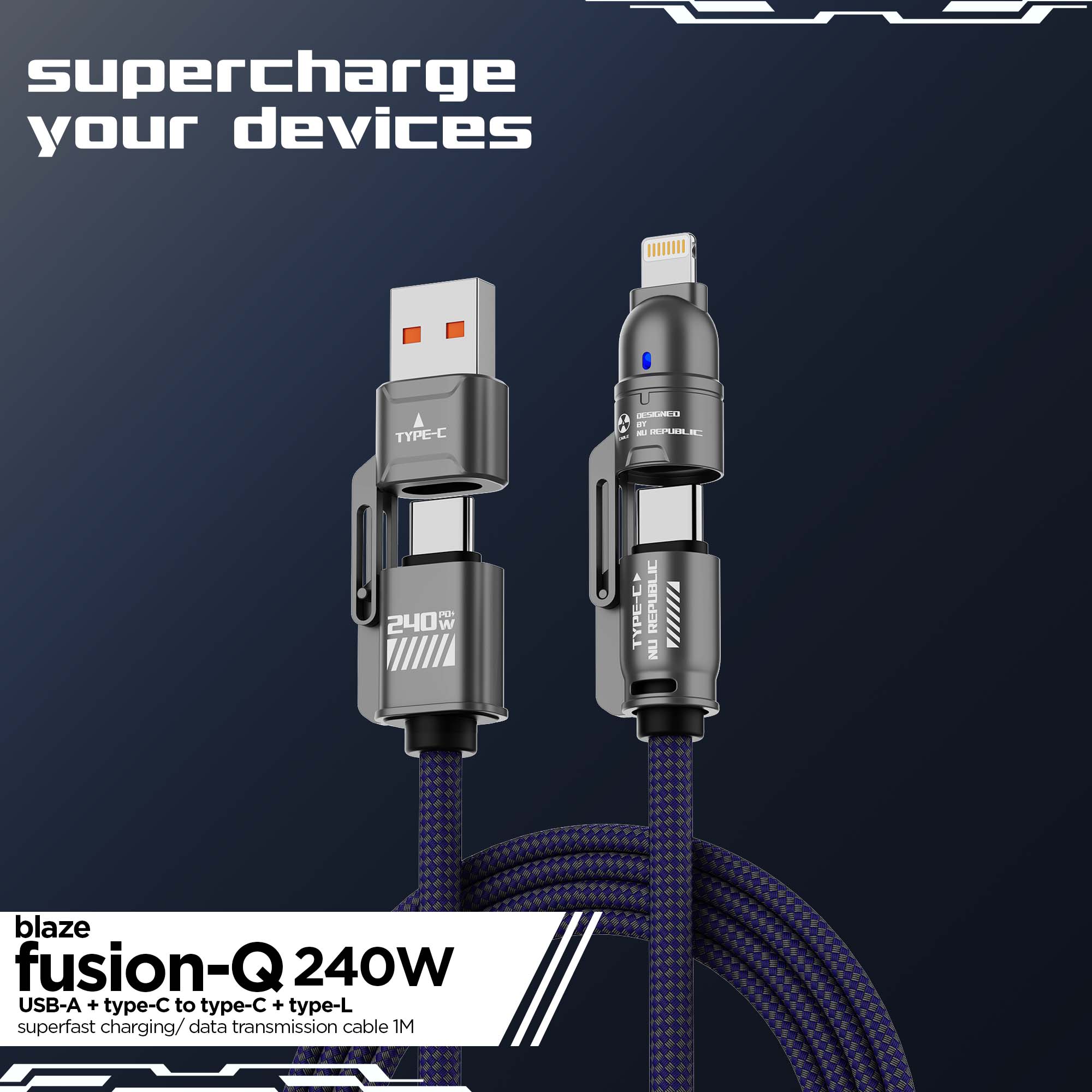 Blaze Fusion-Q 240W 4 in 1 Cable