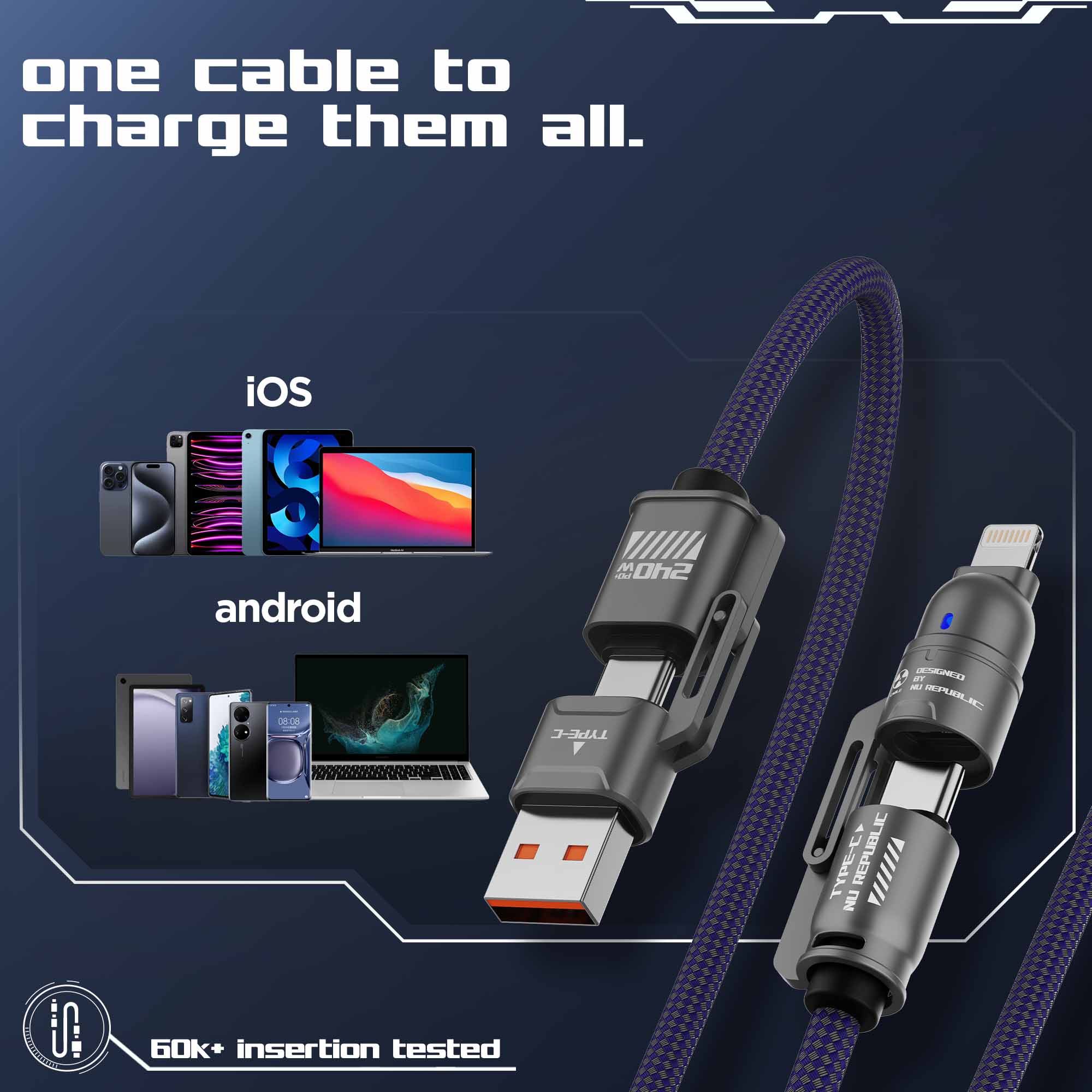 Blaze Fusion-Q 240W 4 in 1 Cable