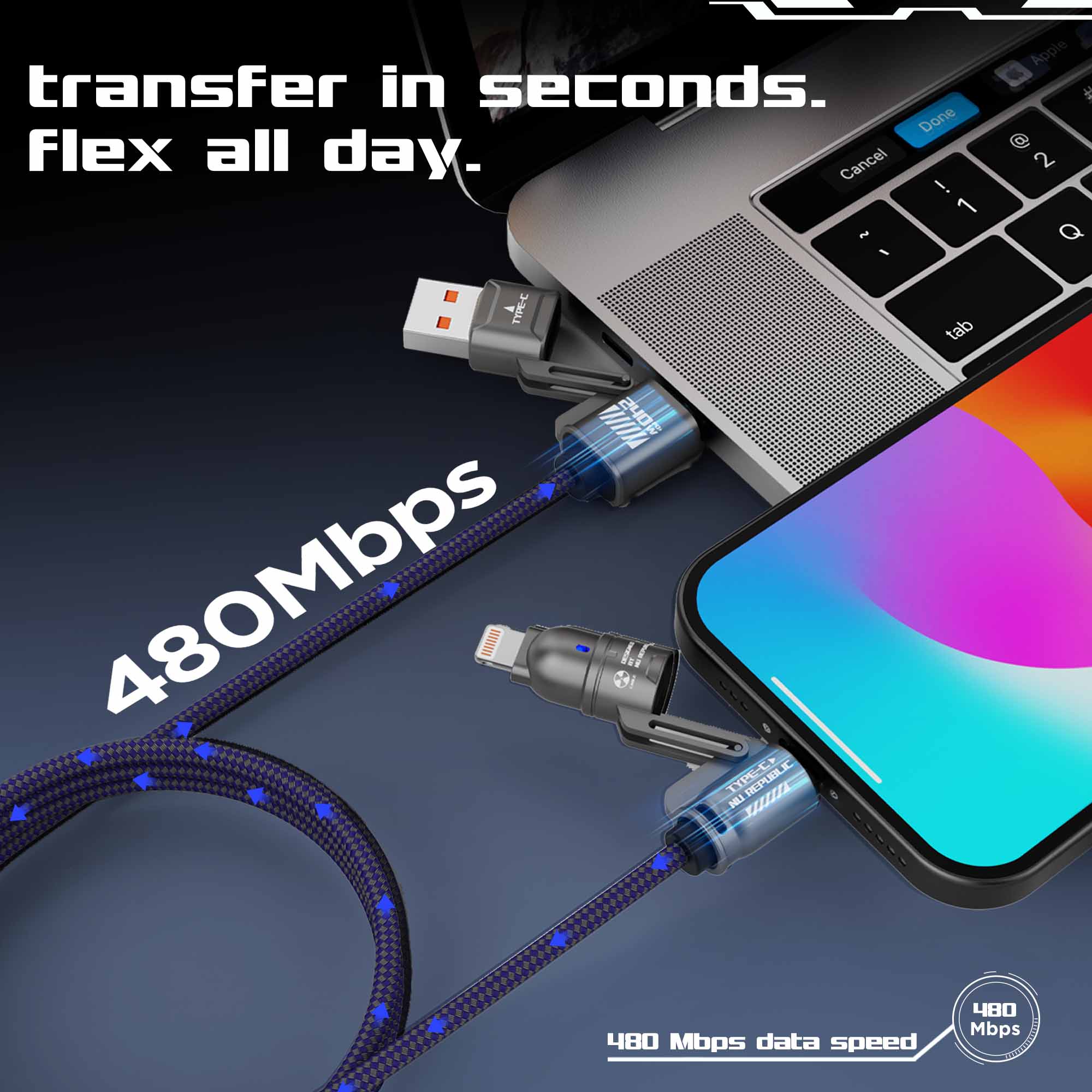 Blaze Fusion-Q 240W 4 in 1 Cable