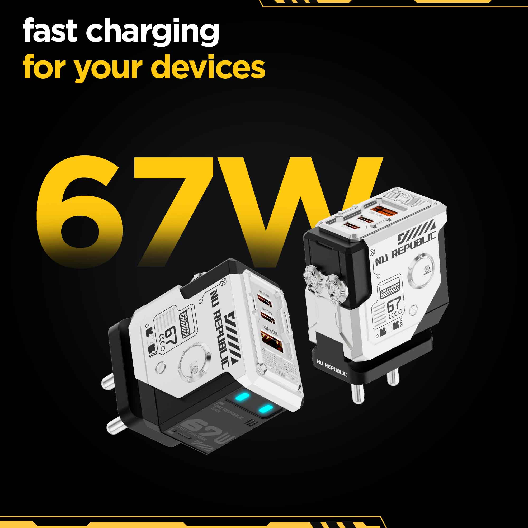 Cybotron 67W GaN Superfast Wall Charger Silver