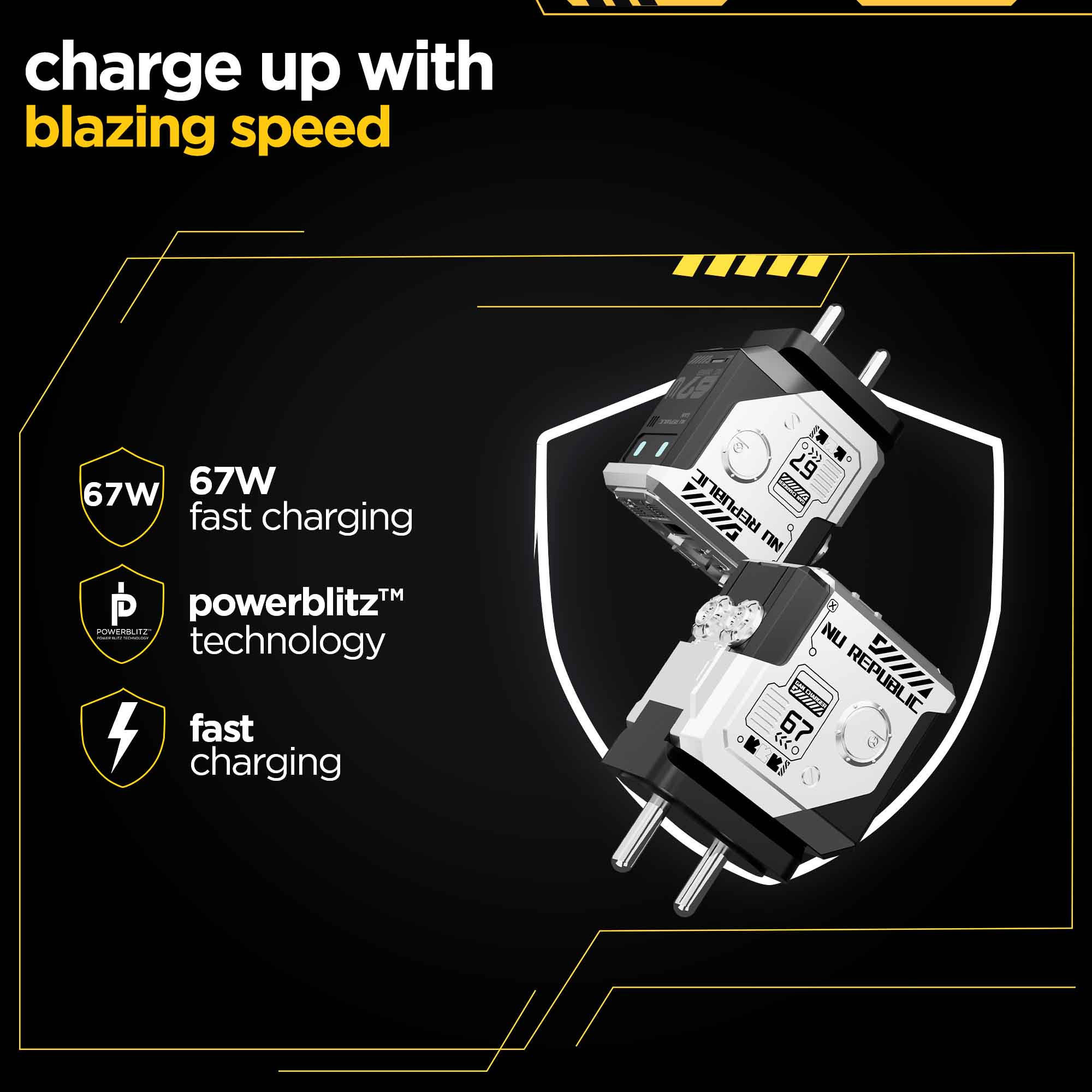 Cybotron 67W GaN Superfast Wall Charger Silver