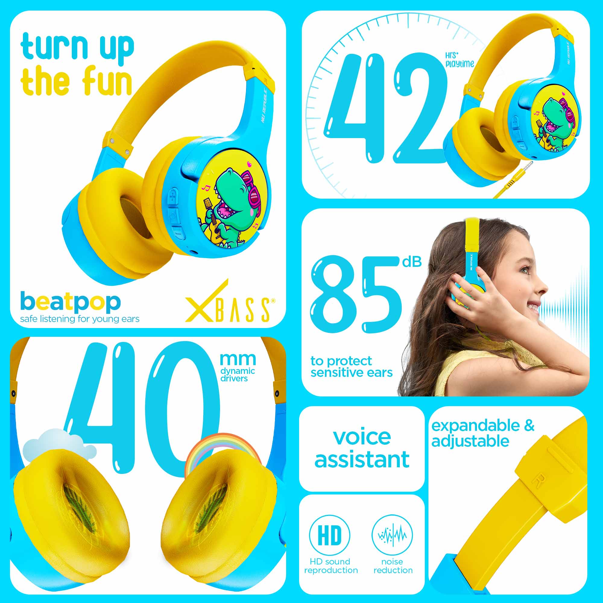 Designed with comfort, safety, durability, and immersive sound to keep kids entertained throughout the day.