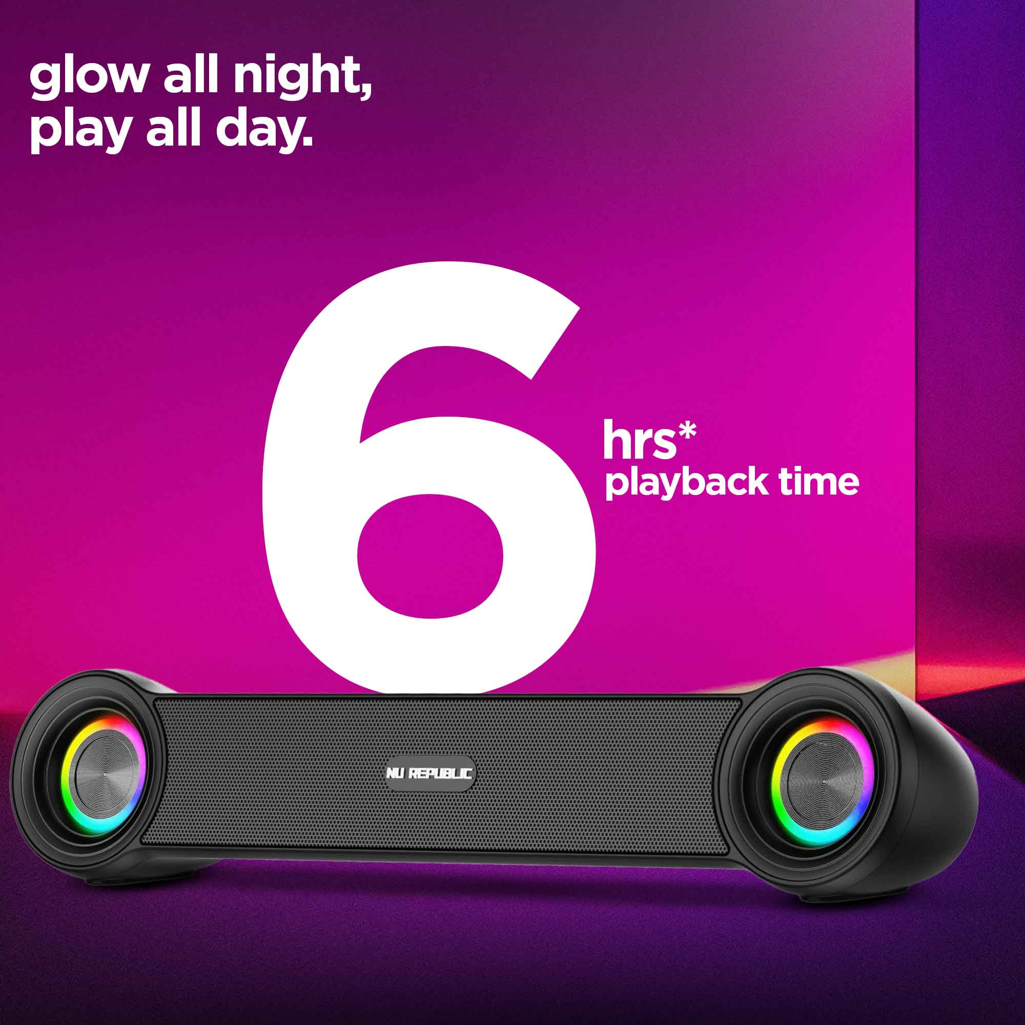 Nu Republic Partybox 180 wireless speaker with up to 6 hours of continuous playtime