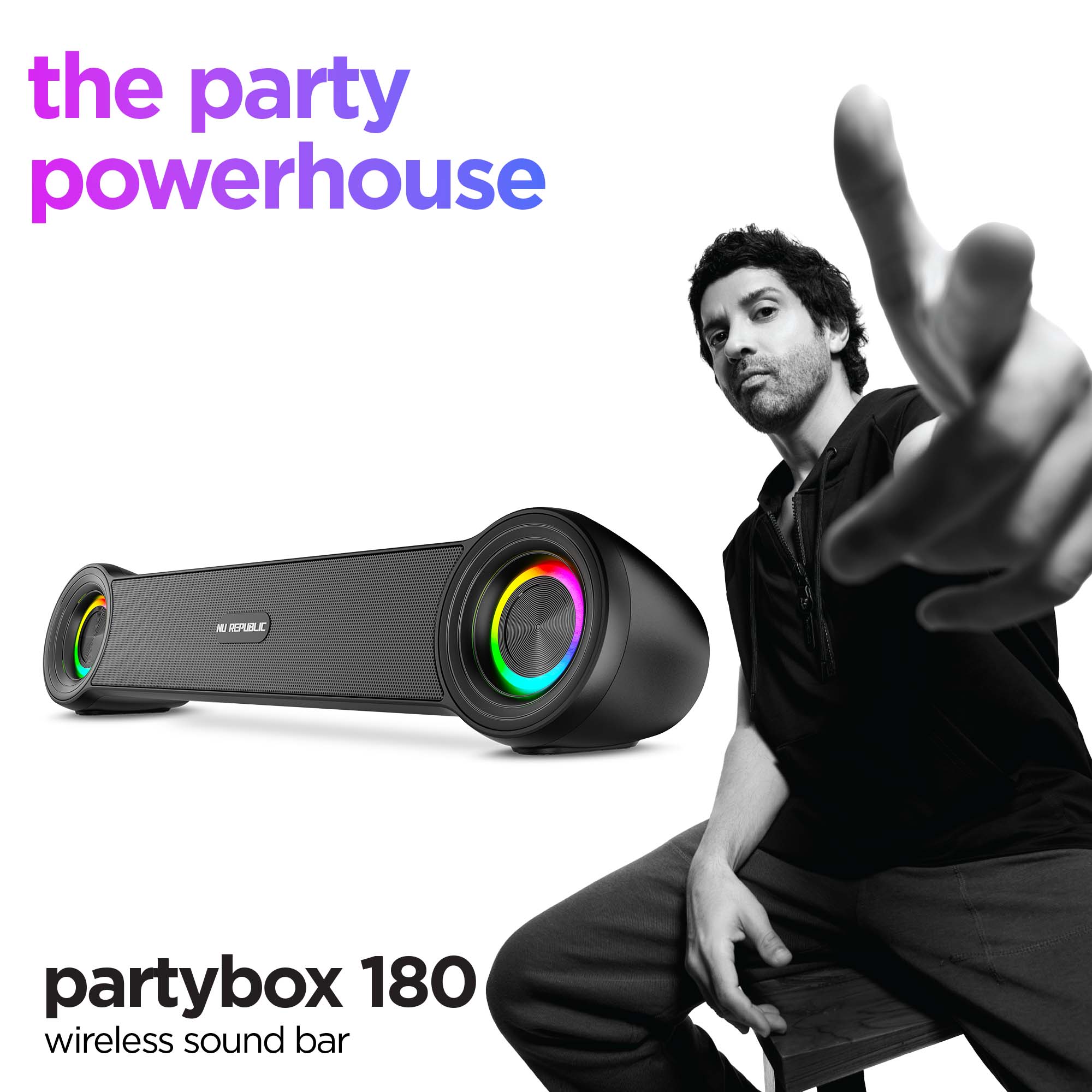 Nu Republic Partybox 180 portable party speaker for indoor and outdoor entertainment
