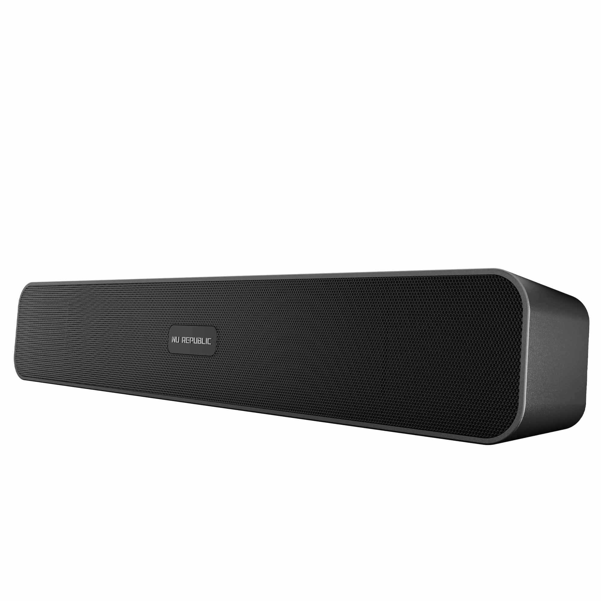 Nu Republic Sound Bar 20 wireless soundbar featuring 20W RMS output, 52mm dynamic drivers, X-Bass® Technology, and up to 12 hours of playtime.