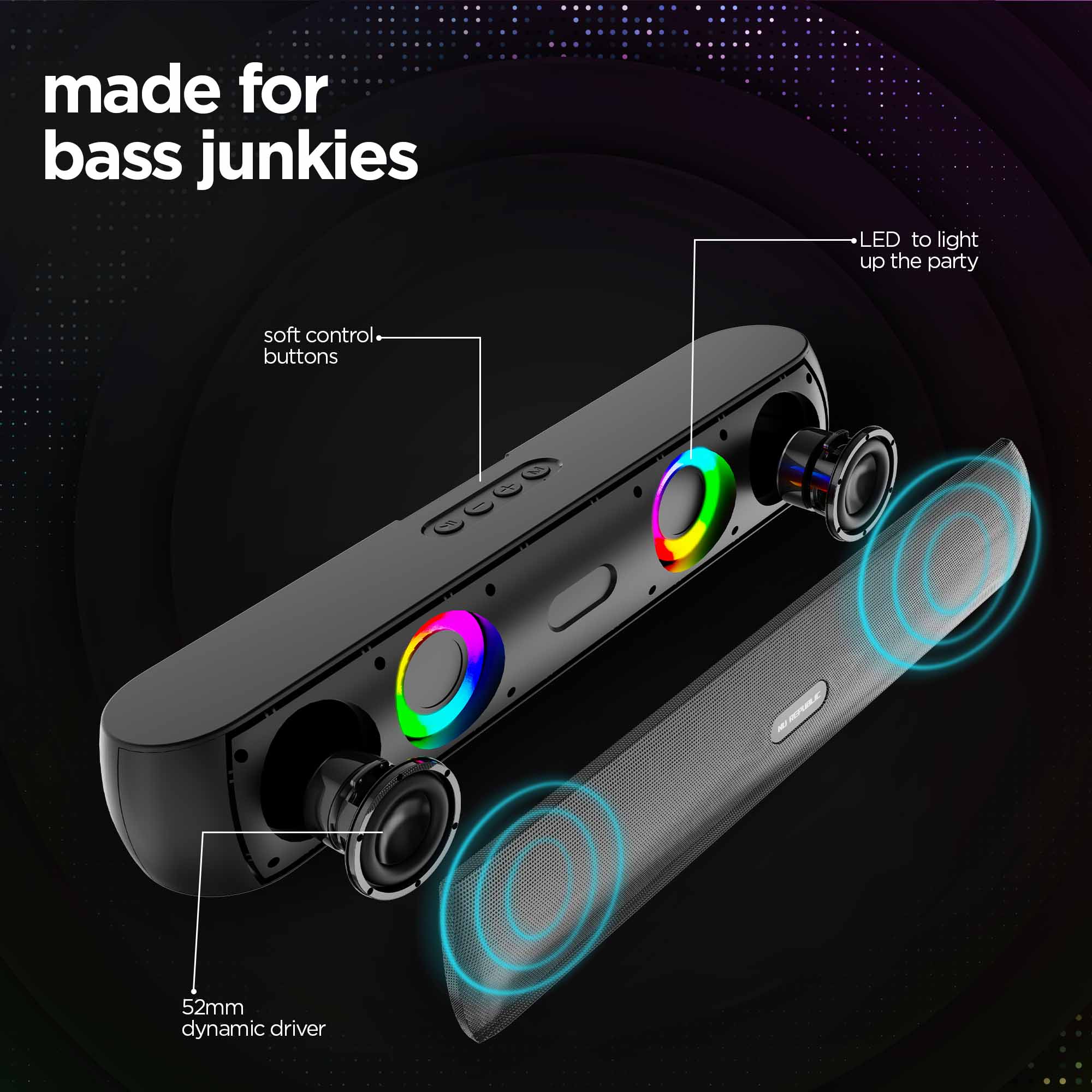 Massive 50mm dynamic drivers deliver rich sound, clear vocals, and impactful bass performance.