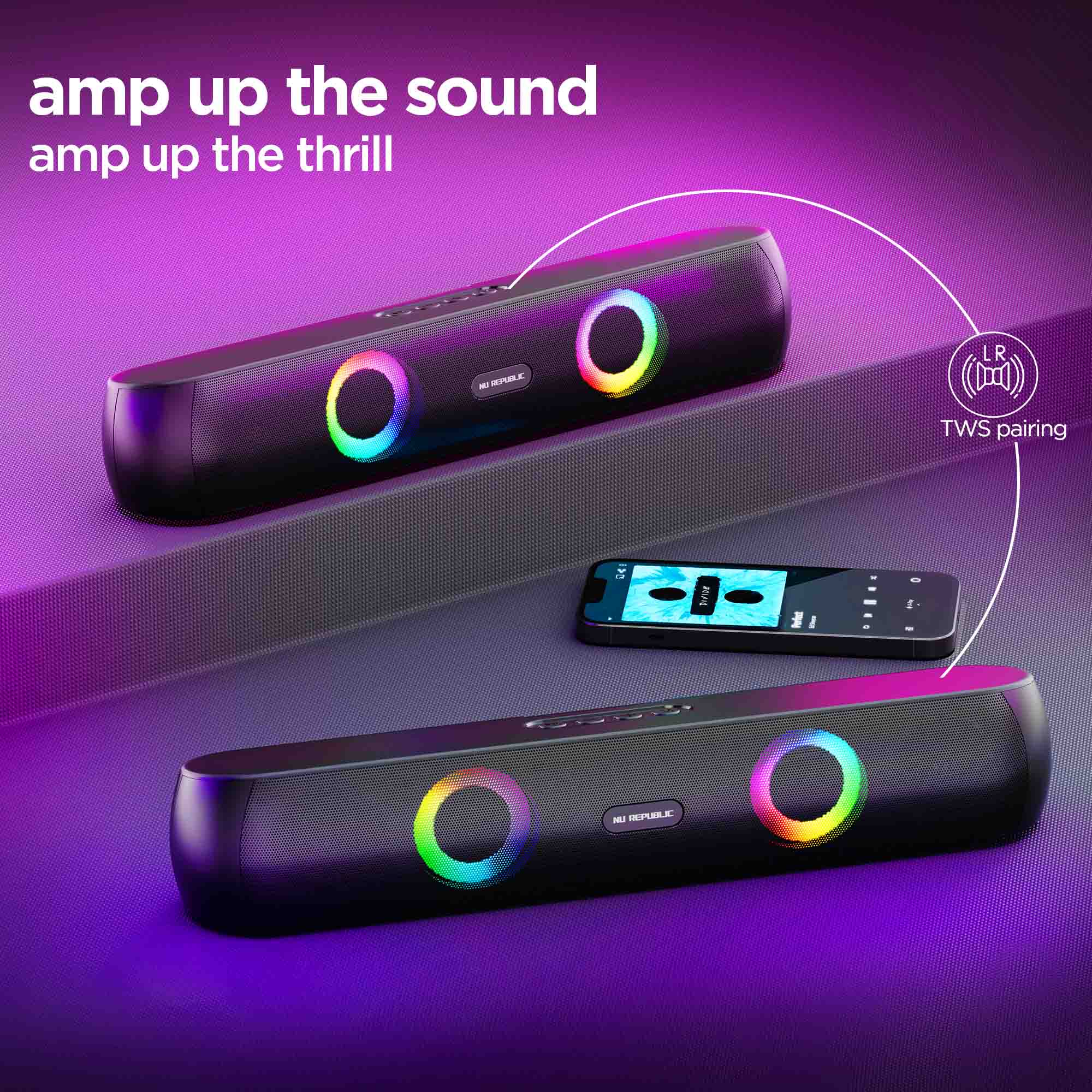 Pair two Partybox 160 speakers wirelessly for an immersive stereo audio experience.