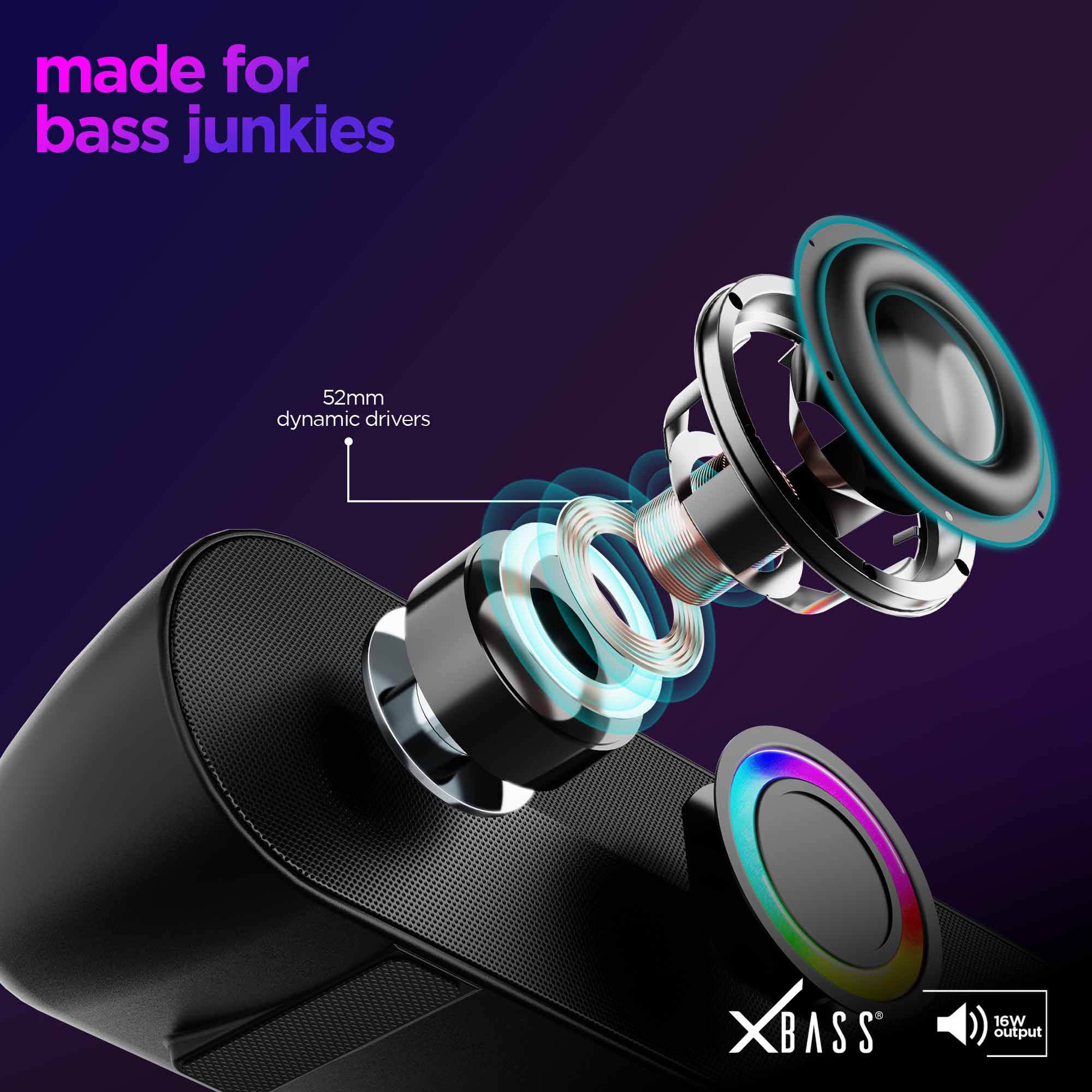 Experience rich audio, crystal-clear vocals, and punchy bass with the high-performance dynamic drivers of the Partybox 165 speaker.