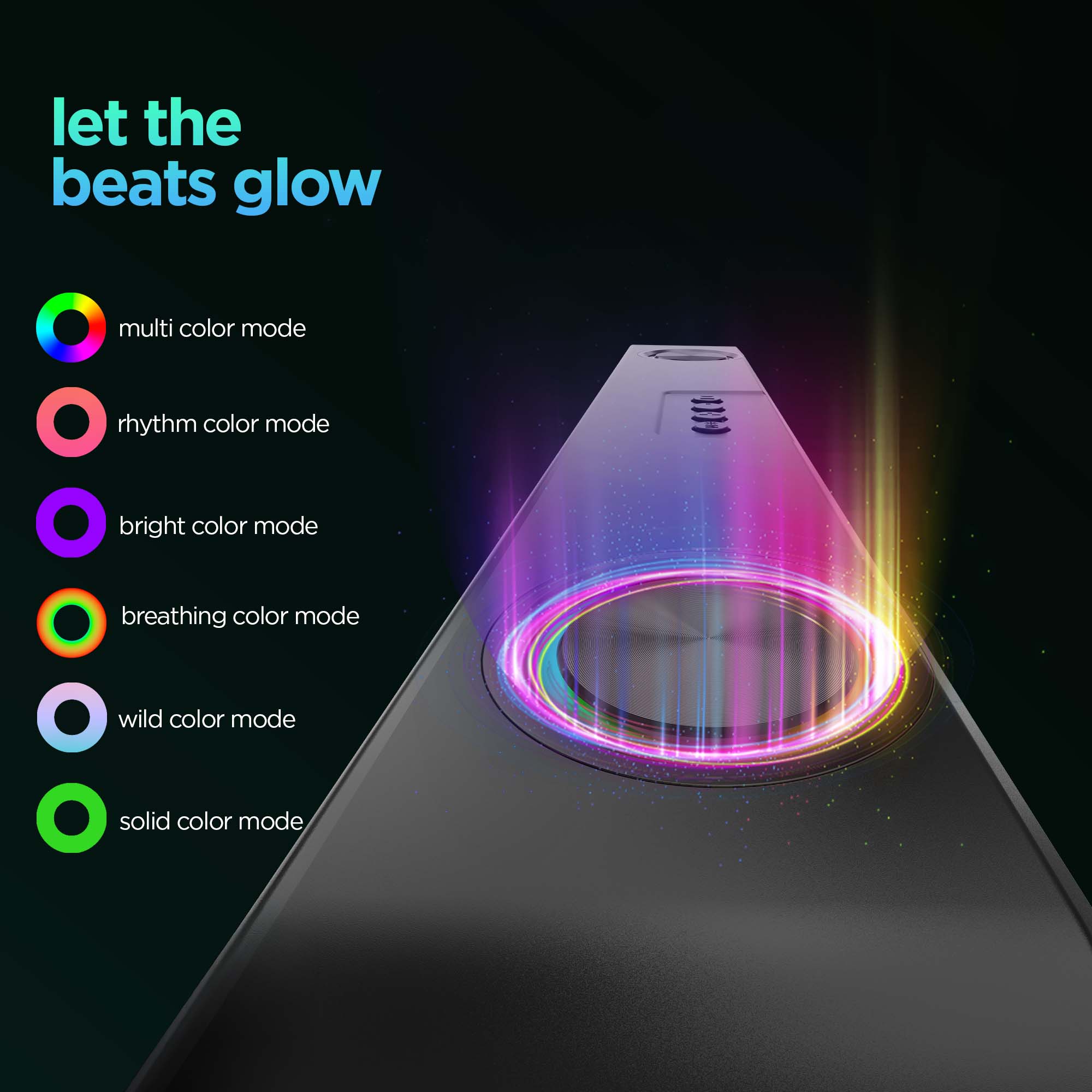 Colorful RGB lights sync with your music for an immersive experience.