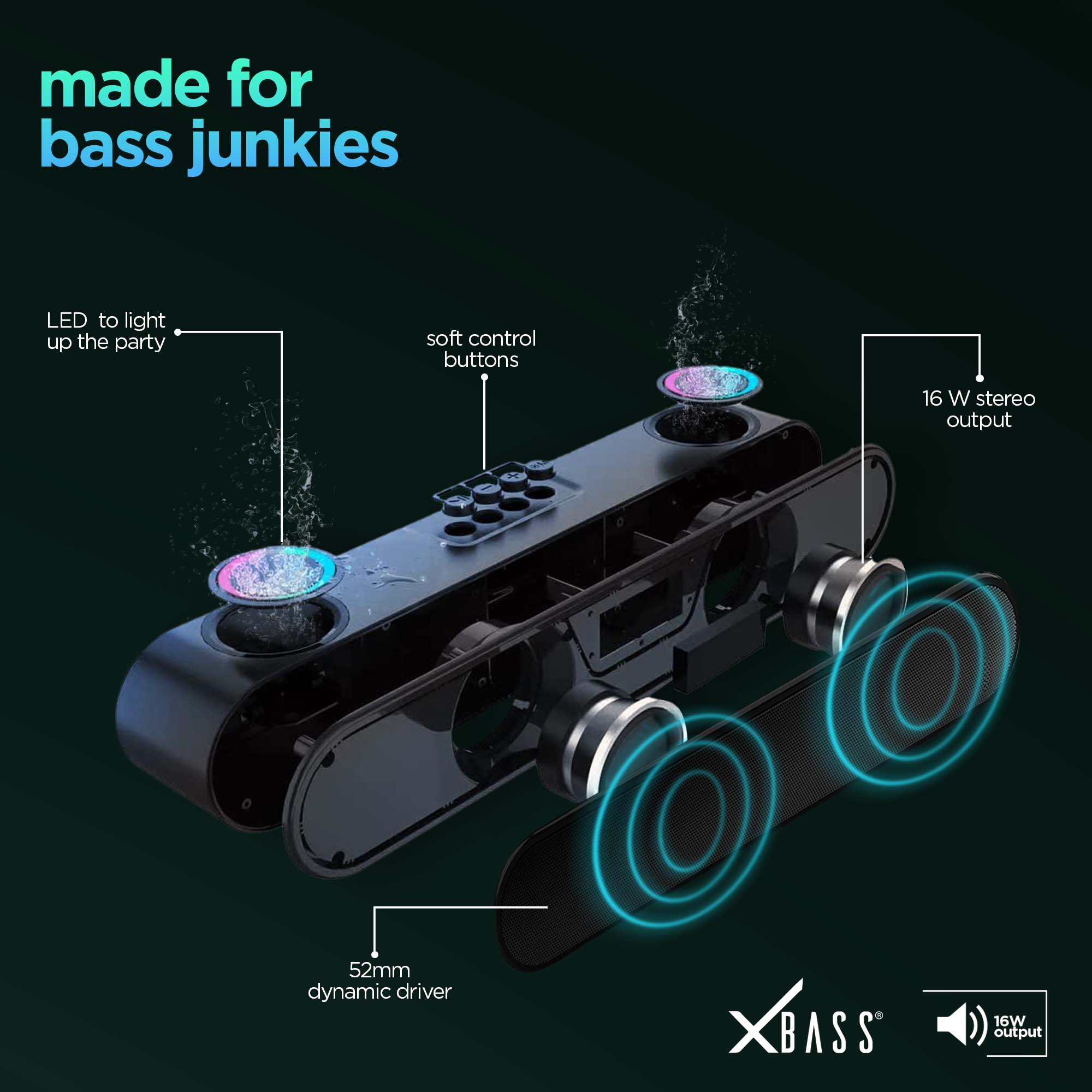 Large 52mm dynamic drivers deliver rich sound, clear vocals, and powerful bass.