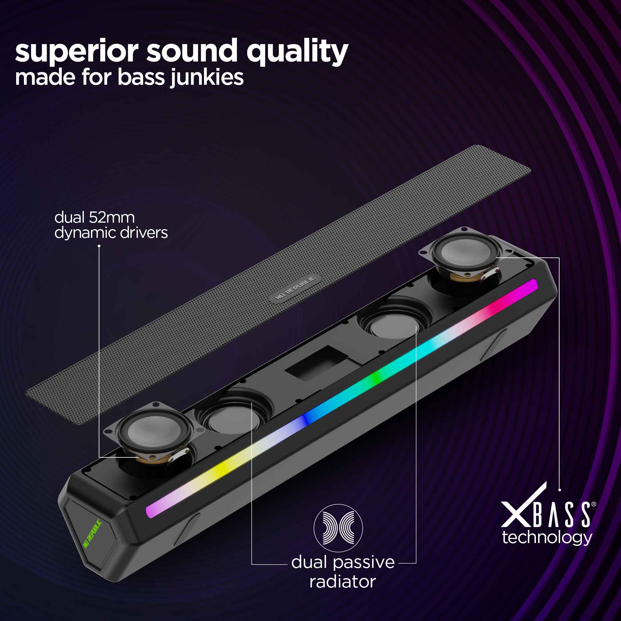 Compact and portable wireless speaker designed for music on the go, indoors or outdoors.