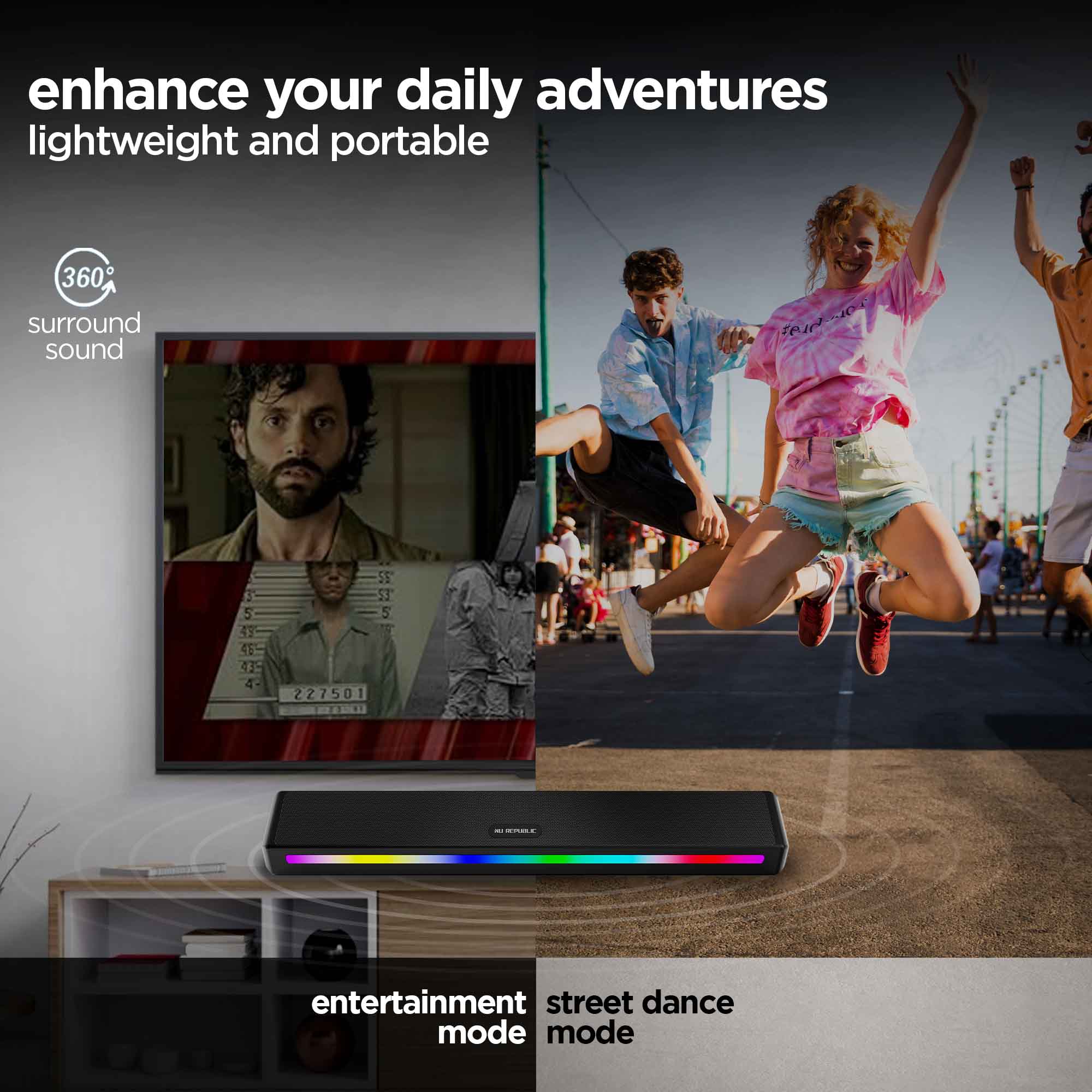 Compact and portable wireless speaker designed for music on the go, indoors or outdoors.