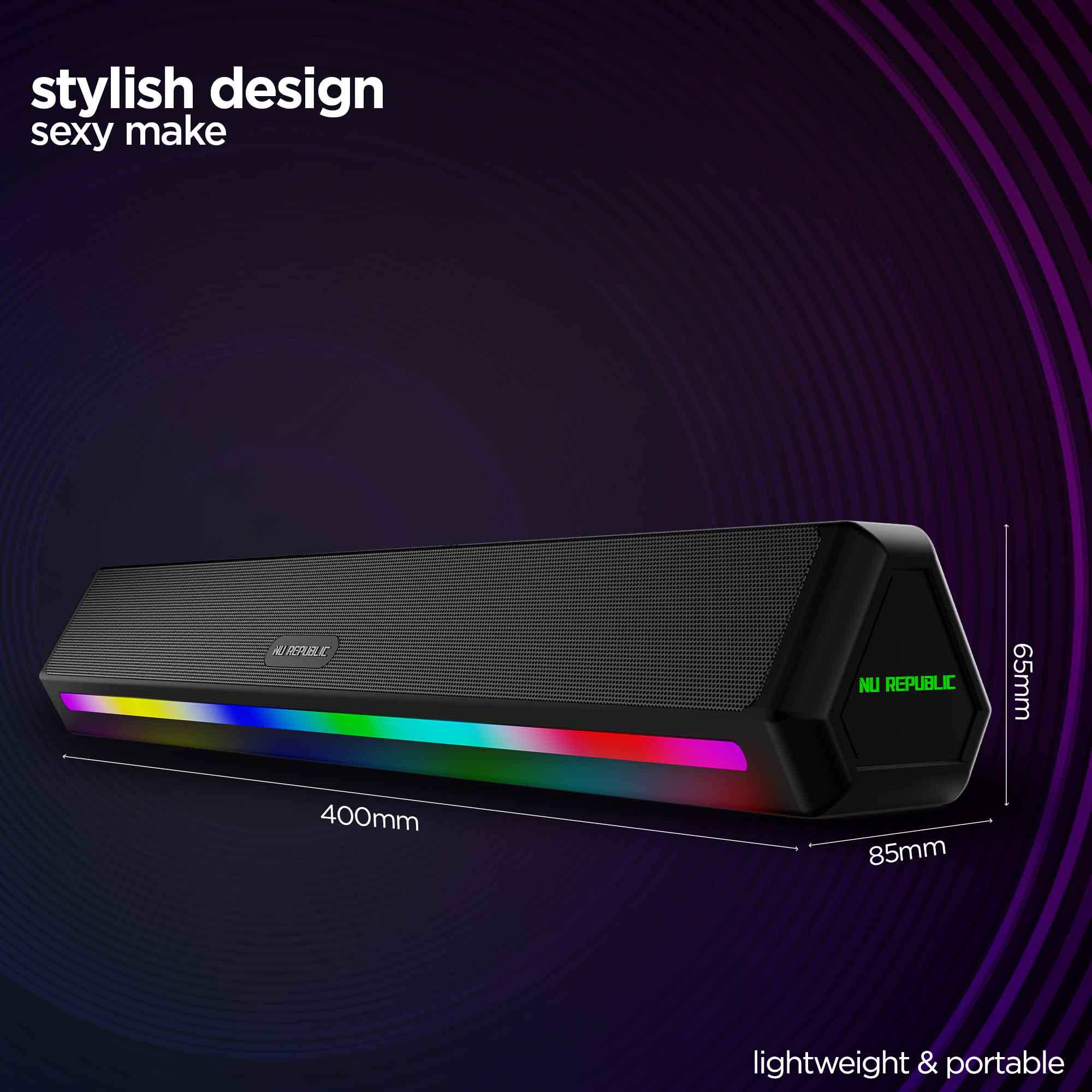 Vibrant RGB lighting effects sync with your music to create an energetic party atmosphere.