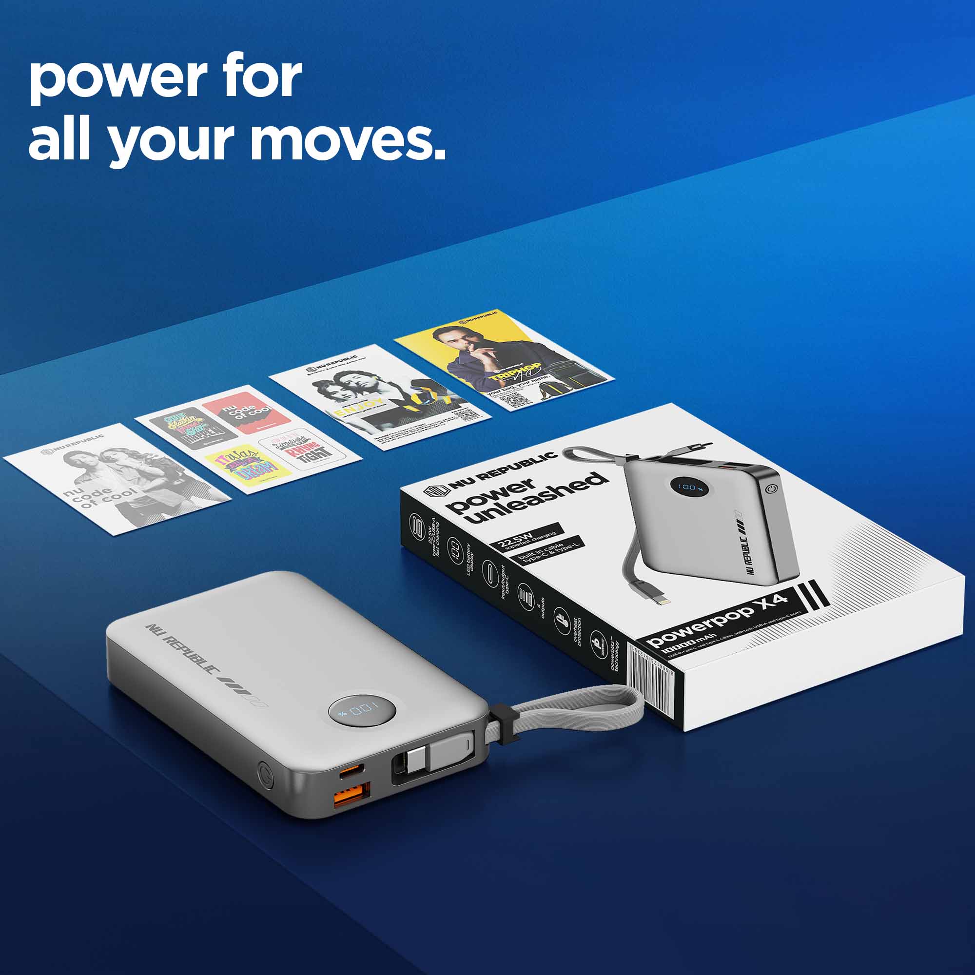 High-capacity 10000mAh battery delivers reliable backup power for your everyday devices.