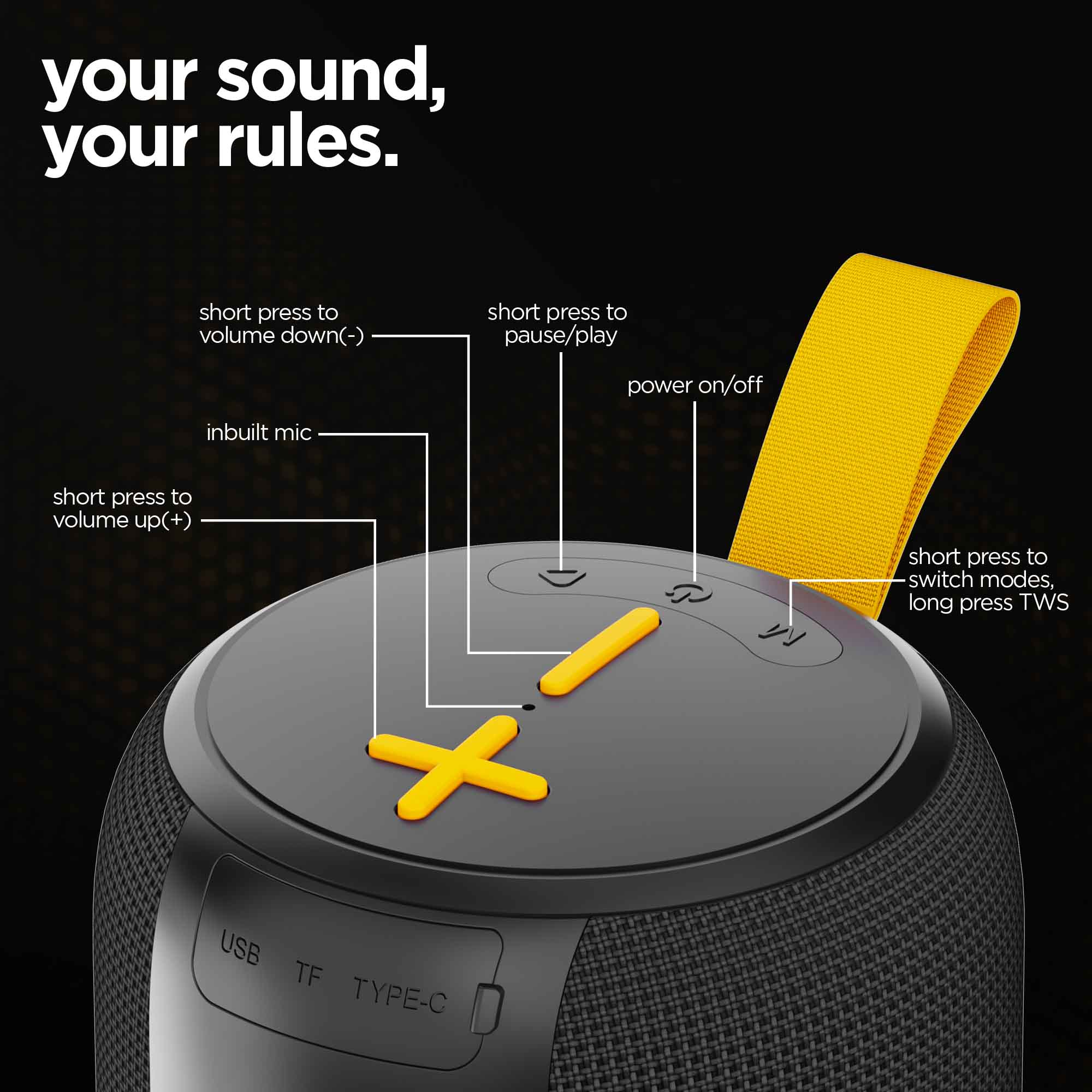 SonicPop 2000 supports multiple connectivity modes including Bluetooth, USB, AUX, and TF card playback for seamless entertainment.