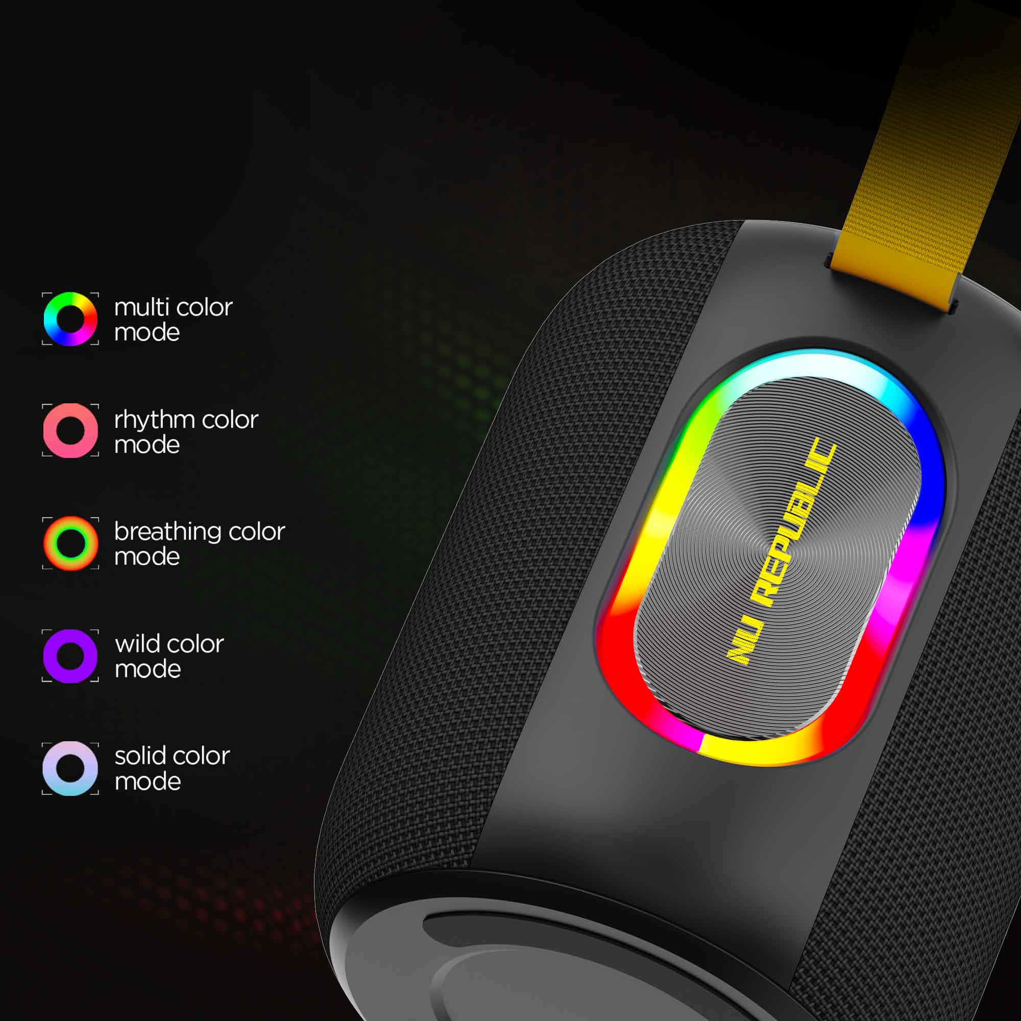 Dynamic RGB lights on the SonicPop 2000 speaker create a vibrant visual experience that syncs with your music.