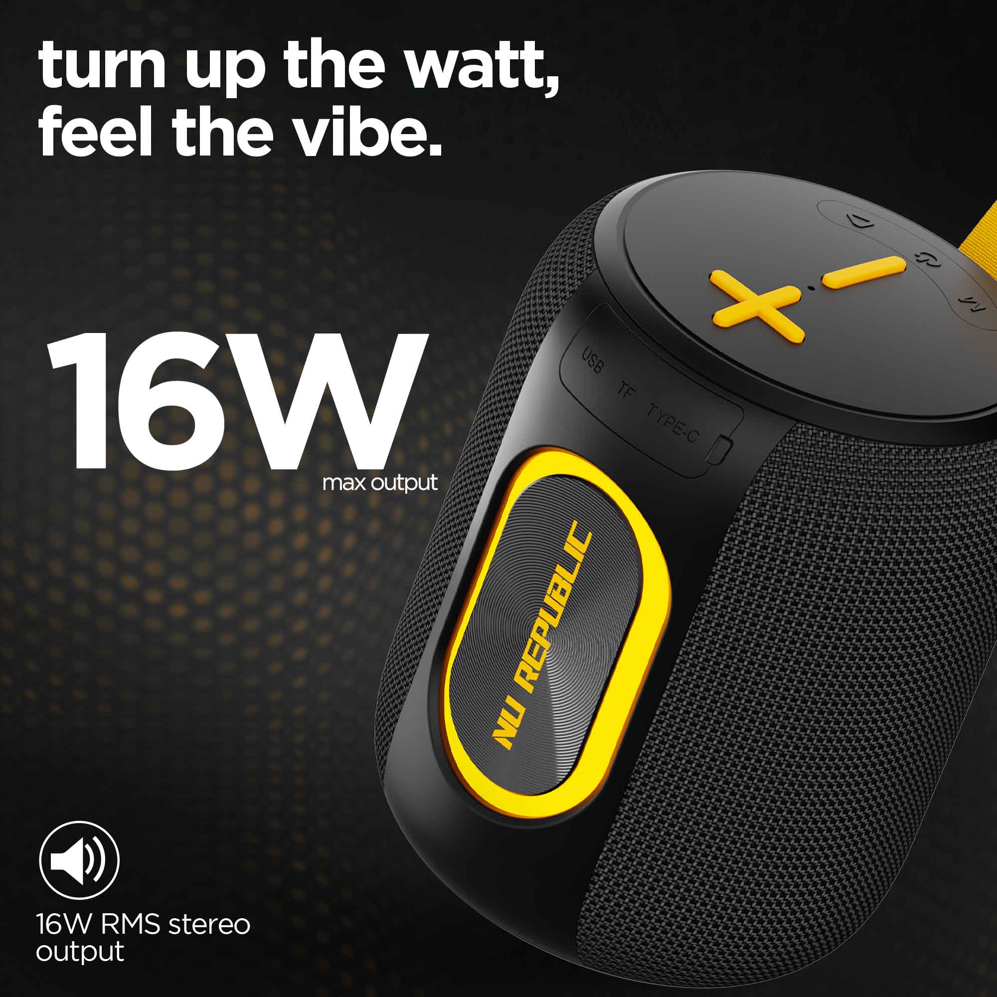 Nu Republic SonicPop 2000 wireless speaker delivers powerful high-output audio with deep bass and crystal-clear sound.