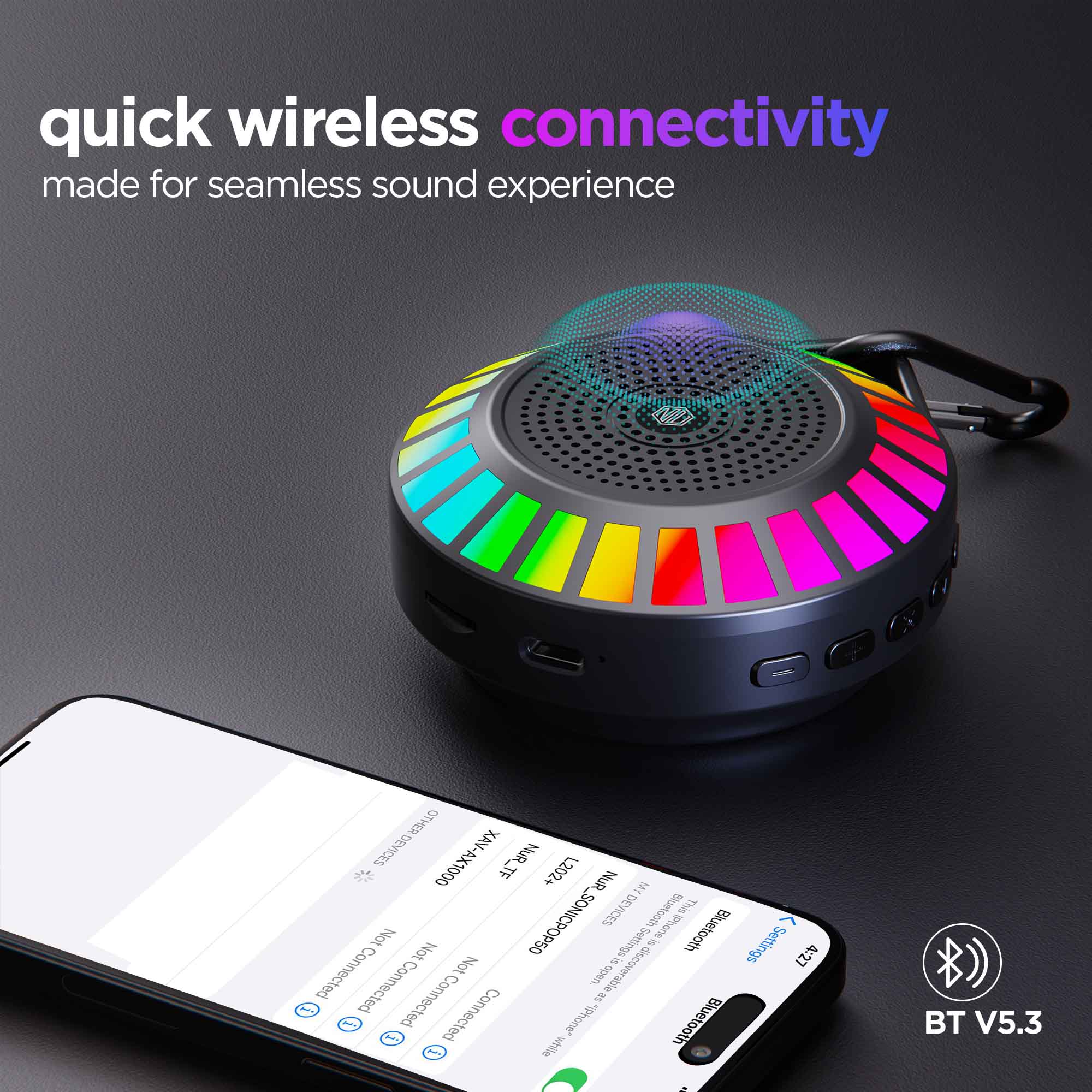 Enjoy stable wireless music streaming with Bluetooth connectivity.