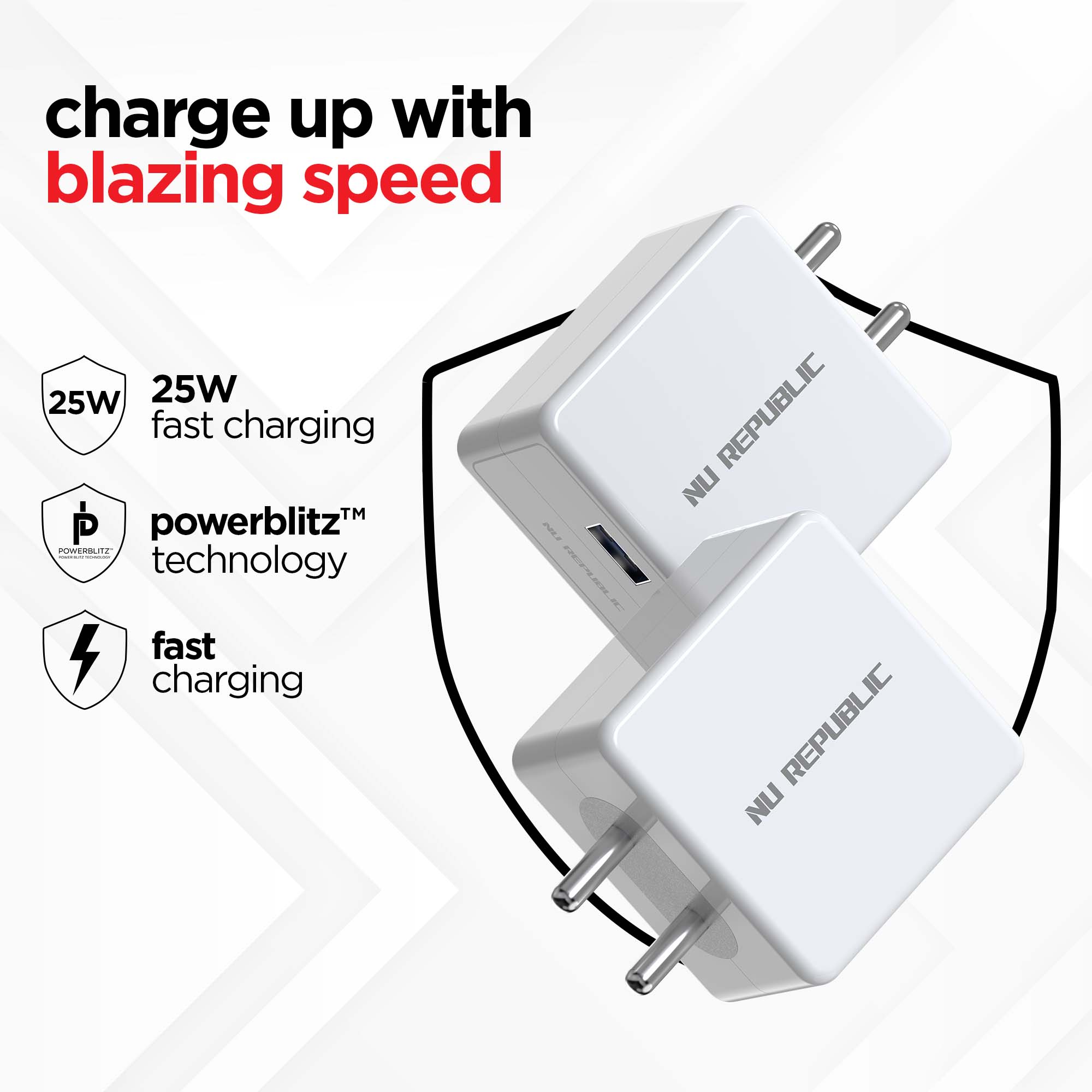 Sprint All In One 25W 5A Fast Charging Adapter with Cable (USB To Type-C)